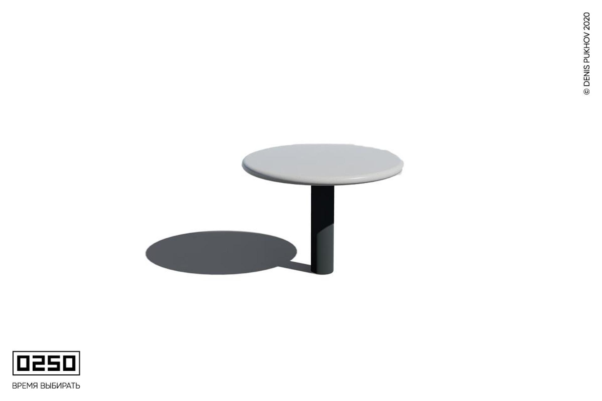 Илюстрация Круглый уличный обеденный стол из бетонна белого цвета