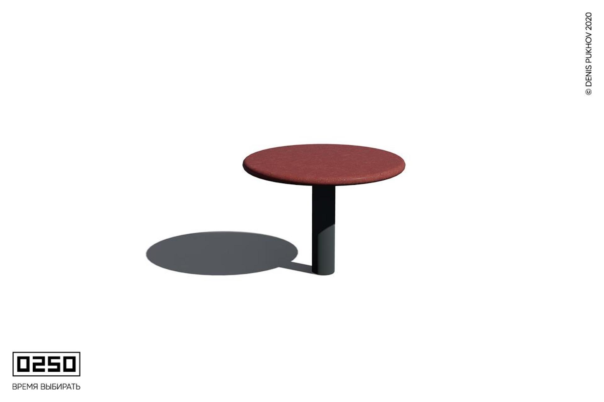 Илюстрация Уличный обеденный стол на одной ножке красного цвета