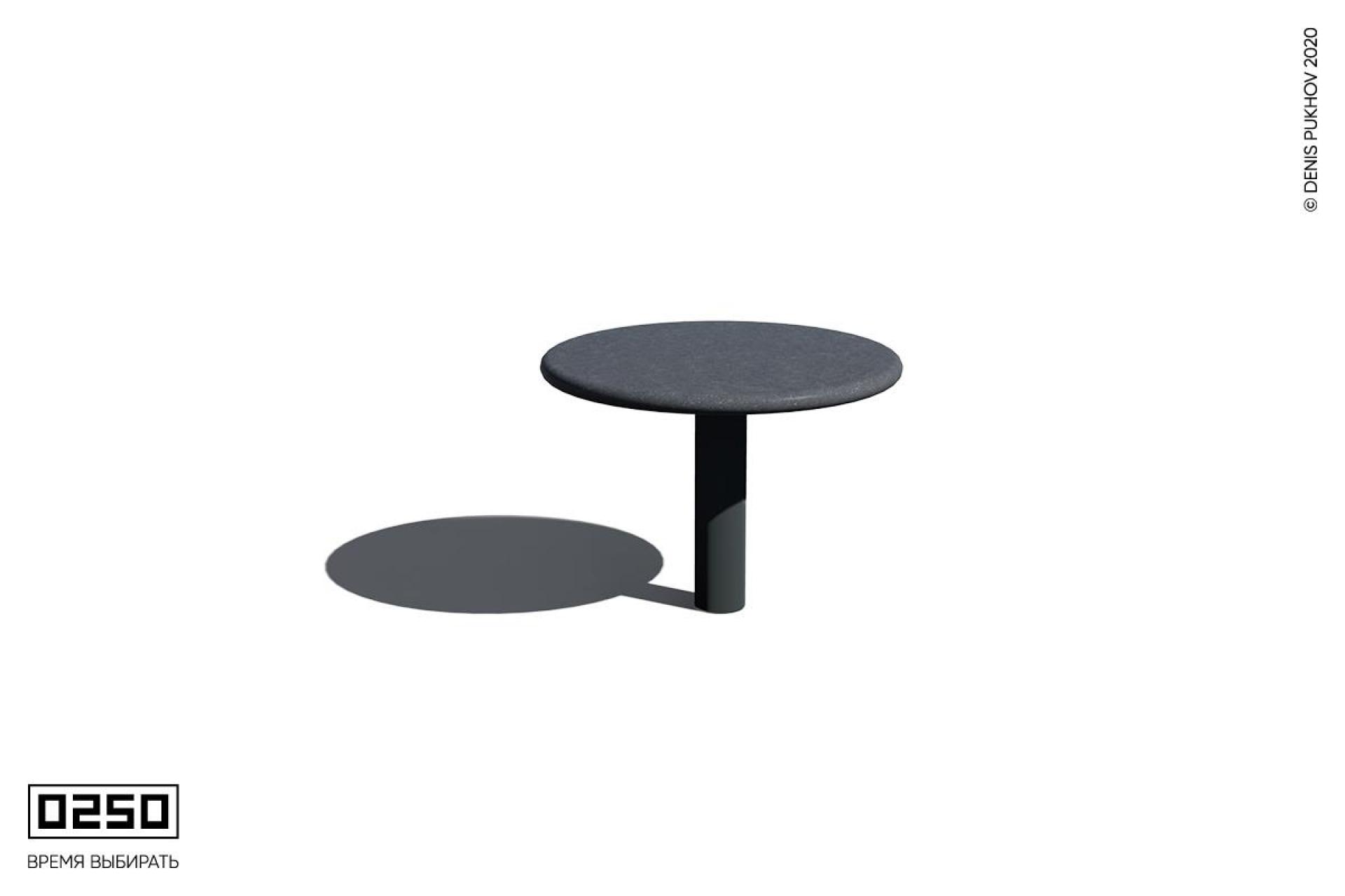 Илюстрация Обеденный уличный стол с круглой столешницей черного цвета