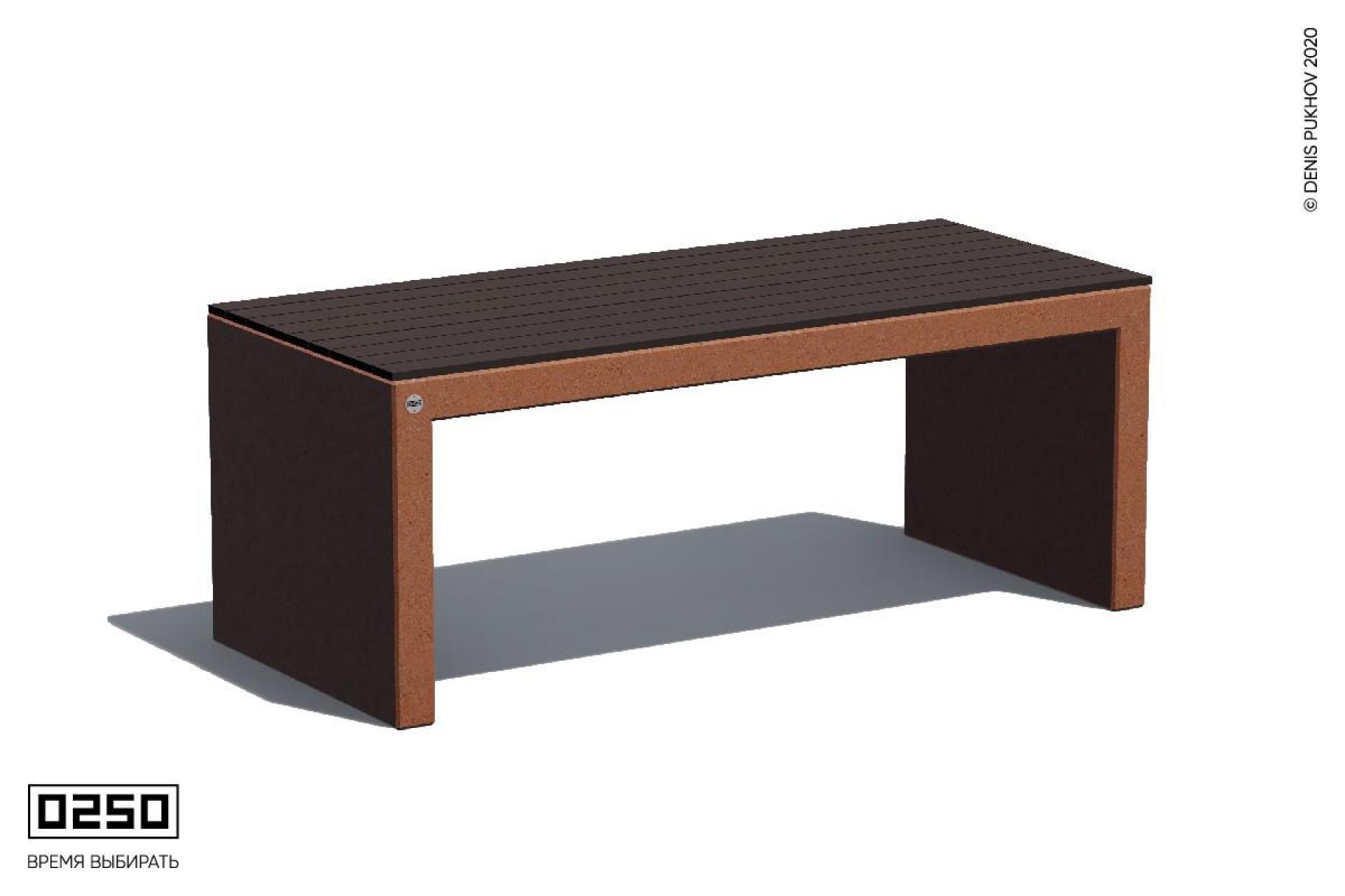 Парковый бетонный стол с настилом Рыжий кортен СТО-П.РК.ТБ