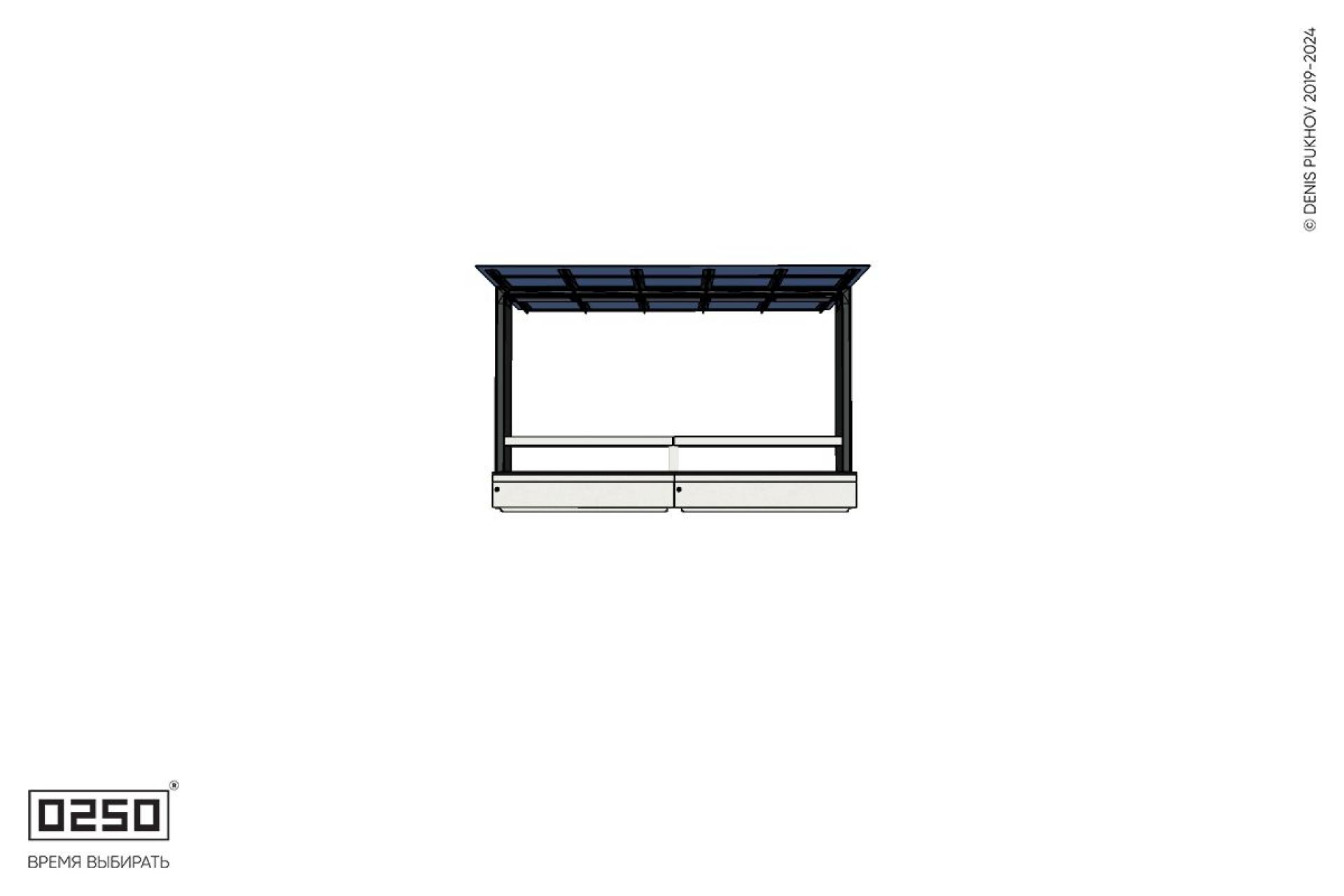 Уличная 2 Скамейки двухпролетные на блоке  под навесом Портал со столом производство 0250