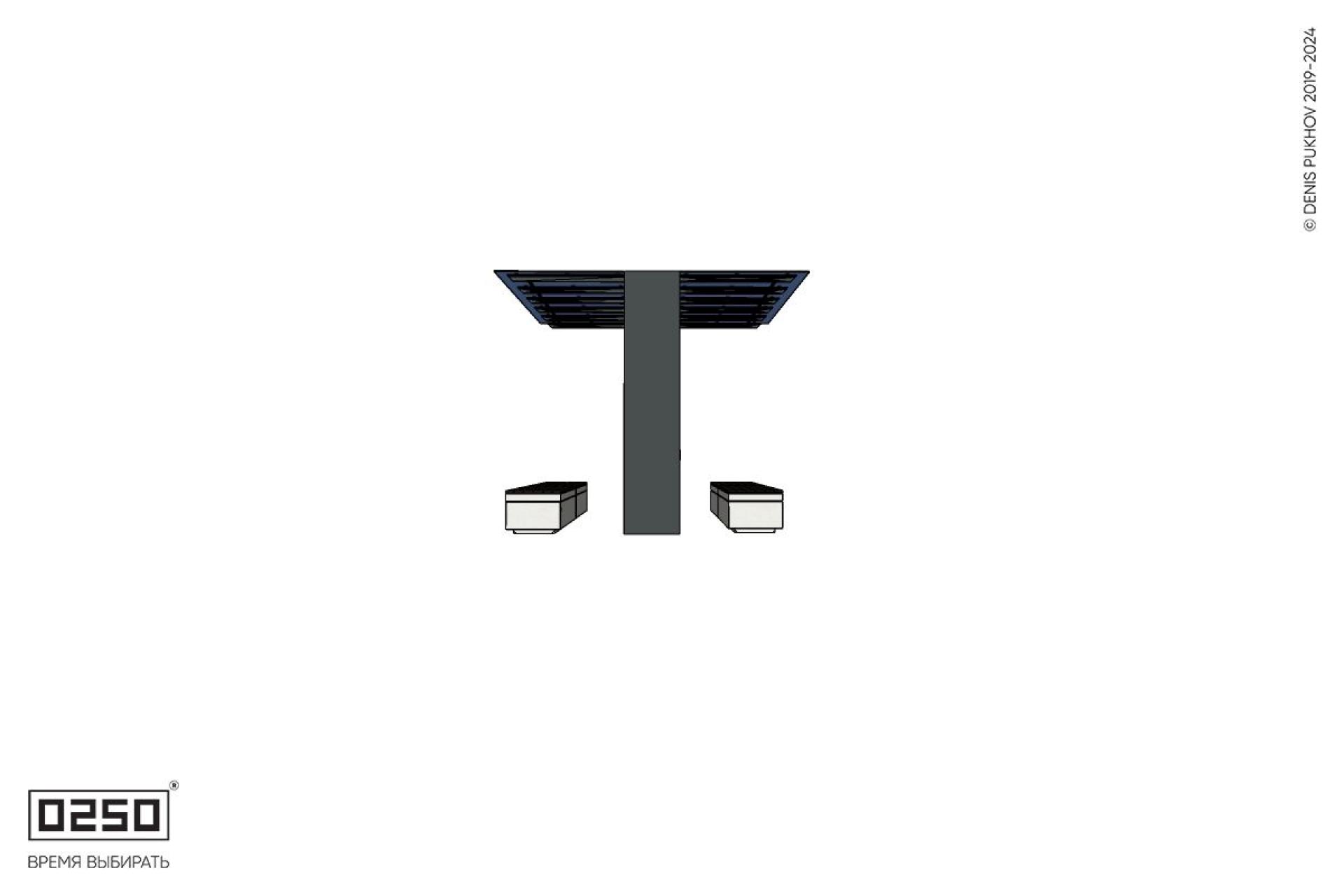 Уличная 2 Скамейки двухпролетные на блоке  под навесом Портал со столом производство 0250