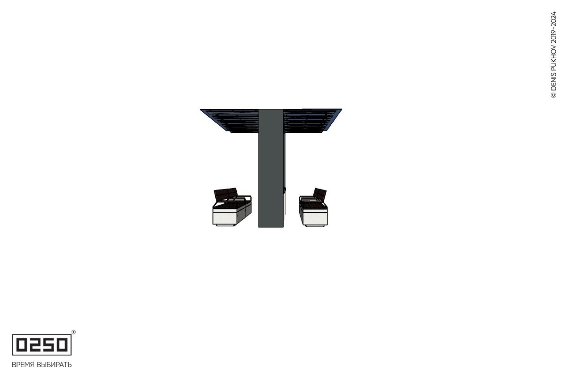 Уличная 2 Двухпролетные скамейки на блоке со спинкой и подлокотниками под навесом Портал со столом производство 0250