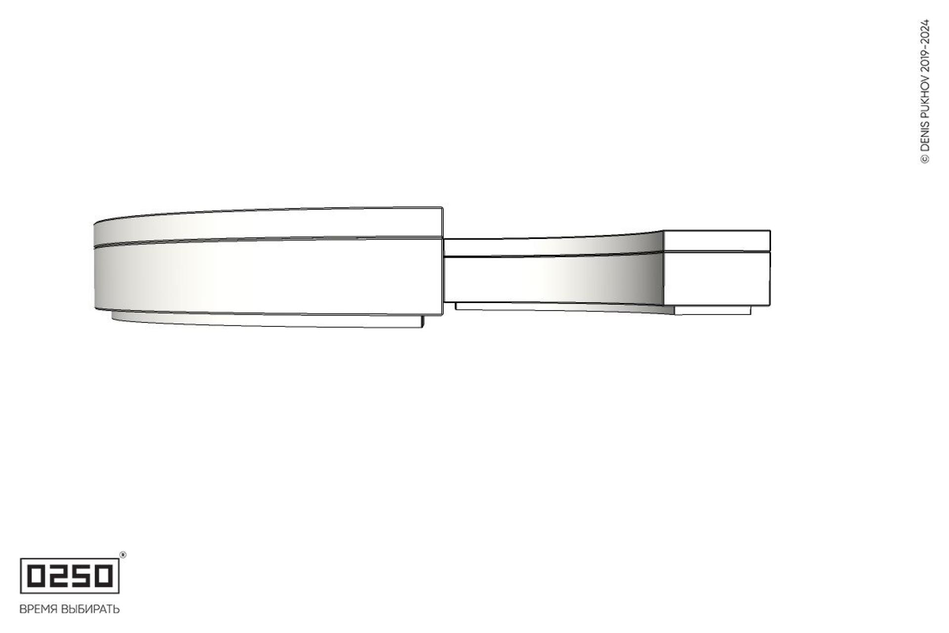 Уличная Бетонная с-образная скамейка трехпролетная  малого радиуса на блоке производство 0250