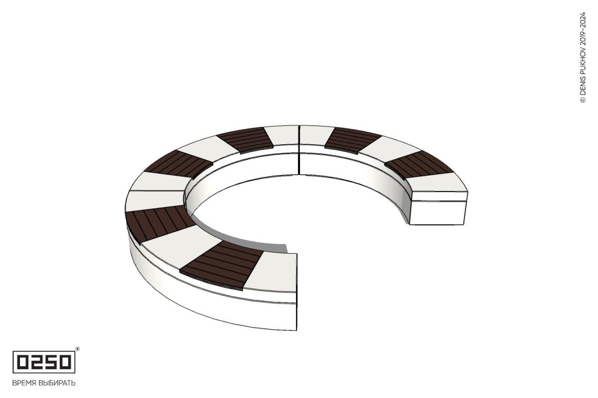 Уличная Скамейка с-образная трехпролетная малого радиуса на блоке производство 0250 Уличная Скамейка с-образная трехпролетная малого радиуса на блоке производство 0250
