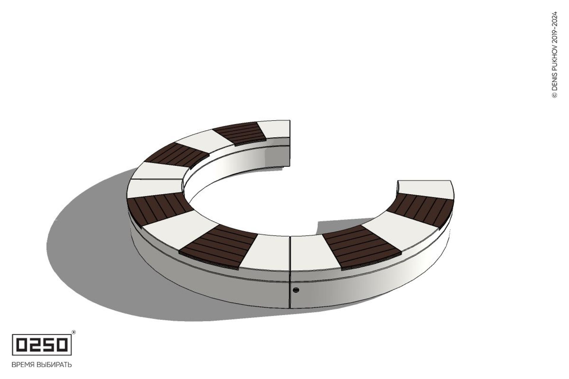 Уличная Скамейка с-образная трехпролетная малого радиуса на блоке производство 0250 Уличная Скамейка с-образная трехпролетная малого радиуса на блоке производство 0250