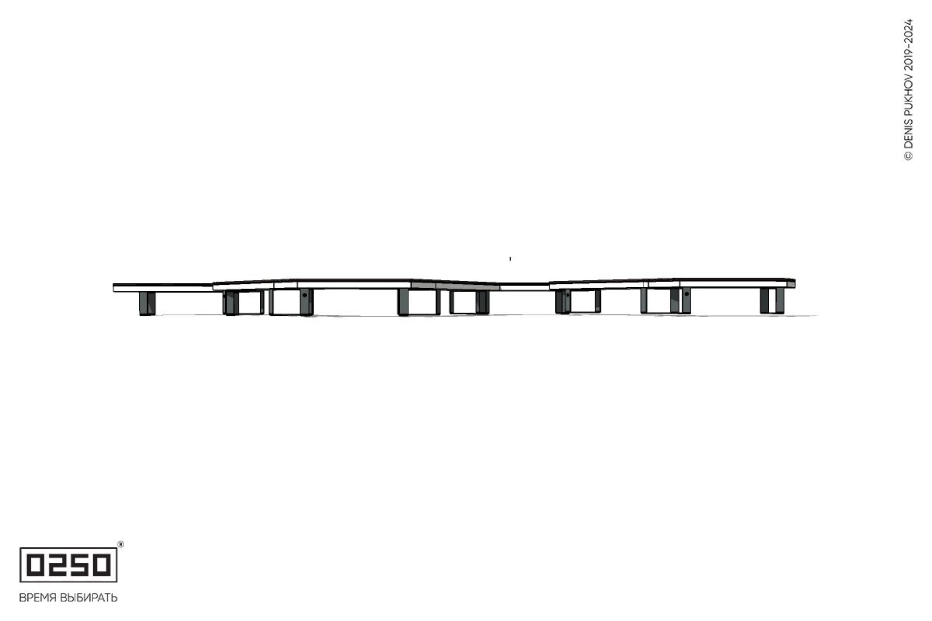 Уличная N-образная трапециевидная длинная скамейка на ножках производство 0250
