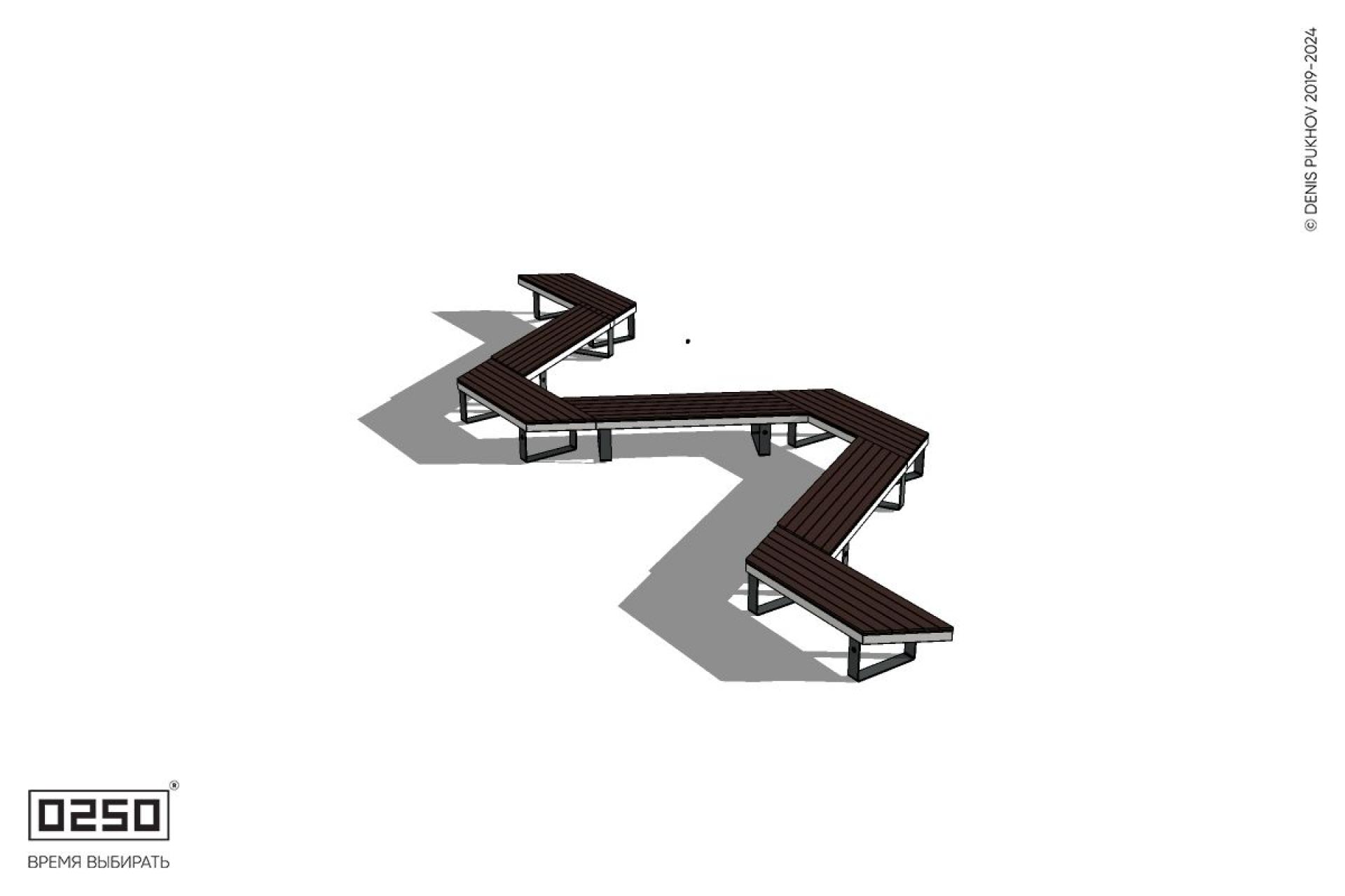 Уличная N-образная трапециевидная длинная скамейка на ножках производство 0250