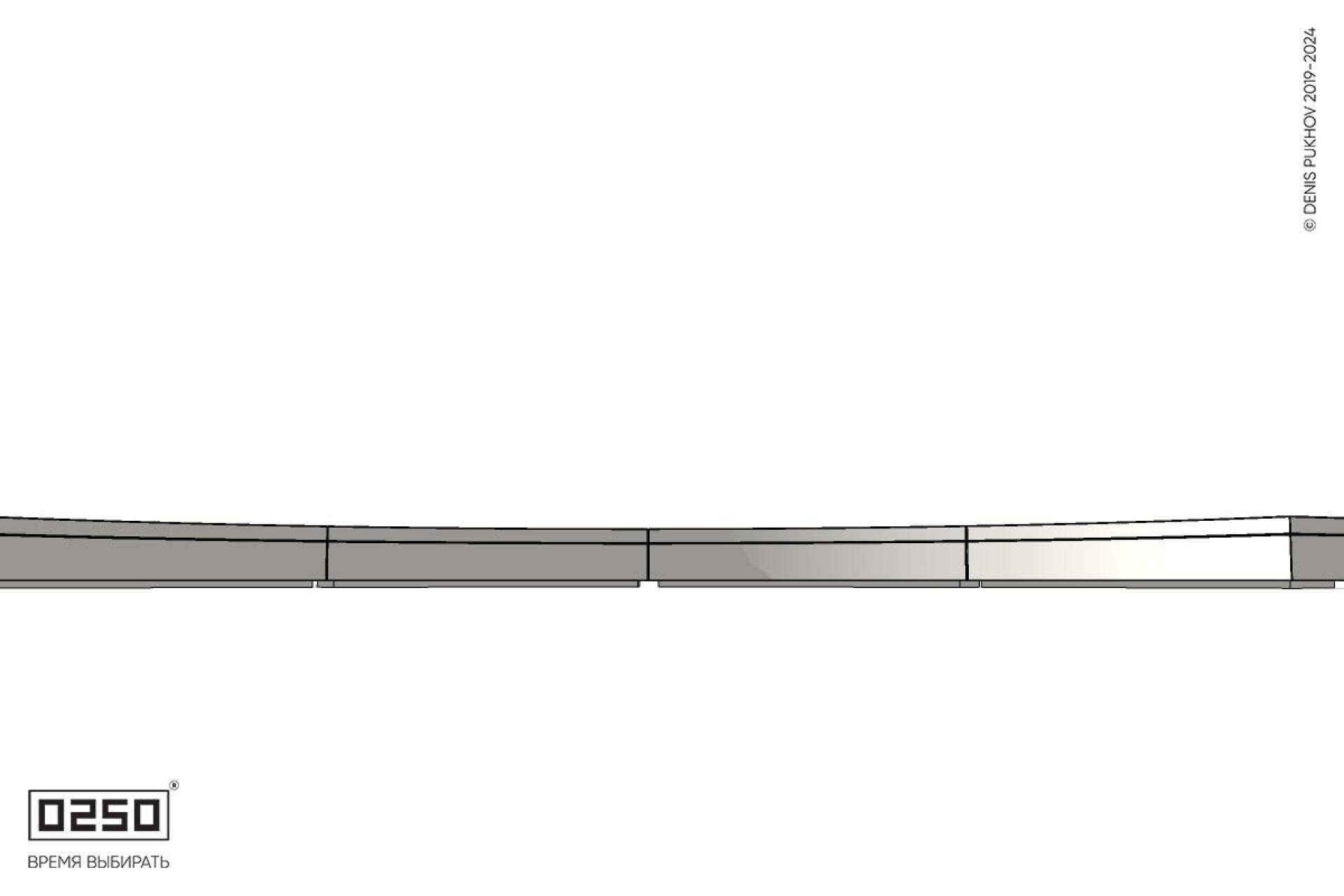 Уличная Бетонная дуговая скамейка большого радиуса четырехпролетная на блоке производство 0250