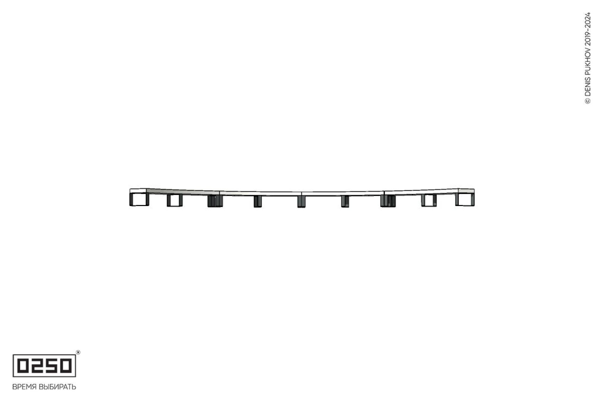 Уличная Бетонная дуговая скамейка большого радиуса четырехпролетная на ножках производство 0250 Уличная Бетонная дуговая скамейка большого радиуса четырехпролетная на ножках производство 0250