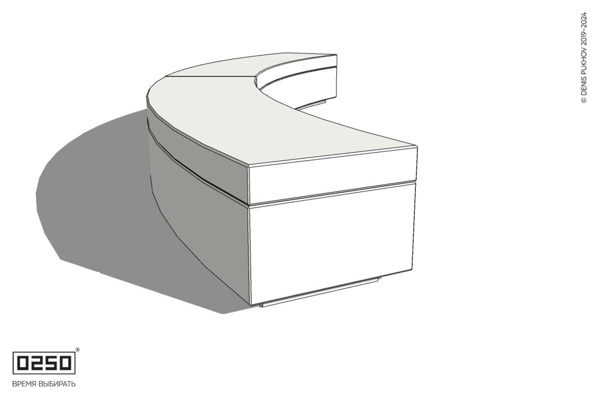 Уличная Бетонная дуговая скамейка большого радиуса на блоке производство 0250