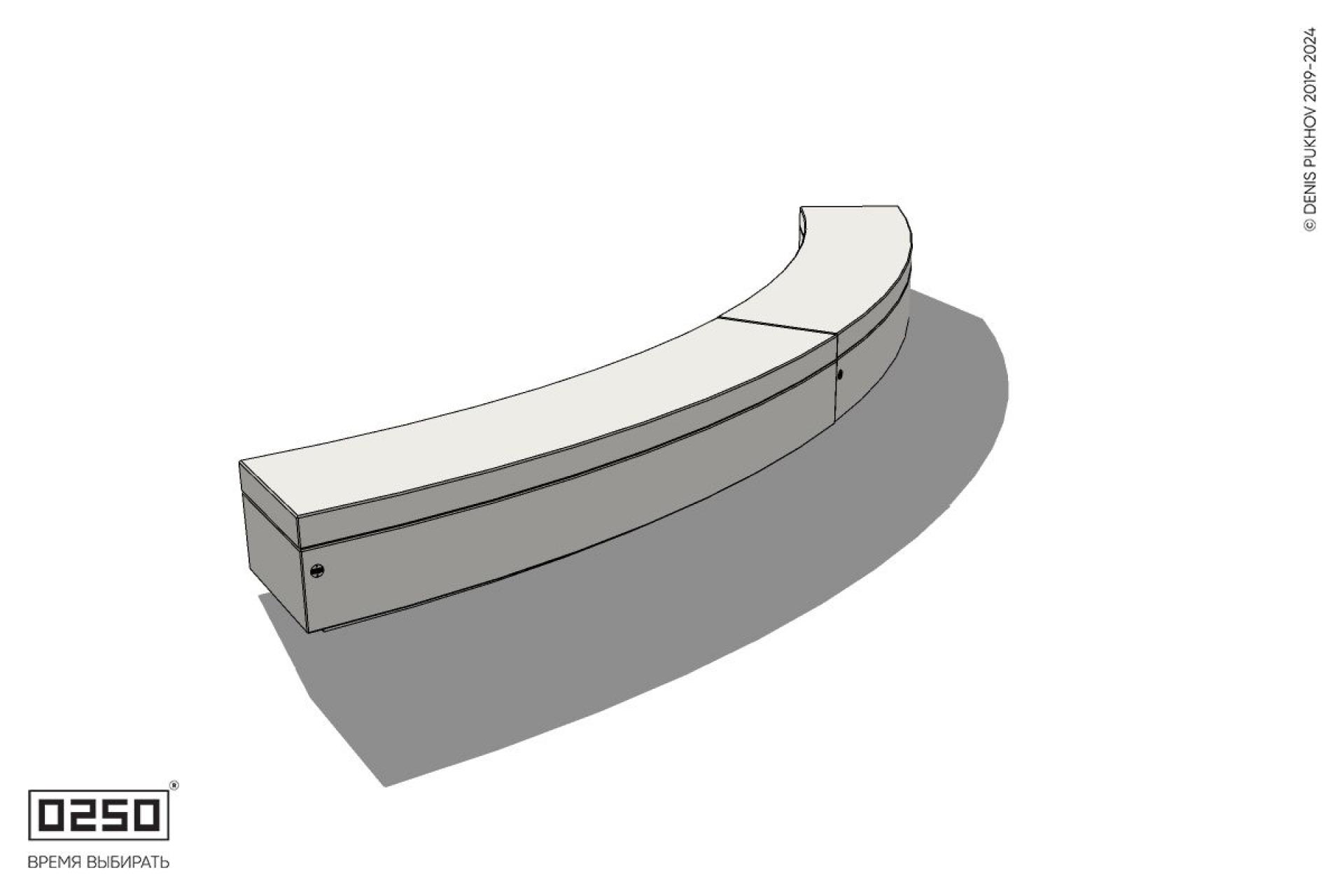 Уличная Бетонная дуговая скамейка большого радиуса на блоке производство 0250