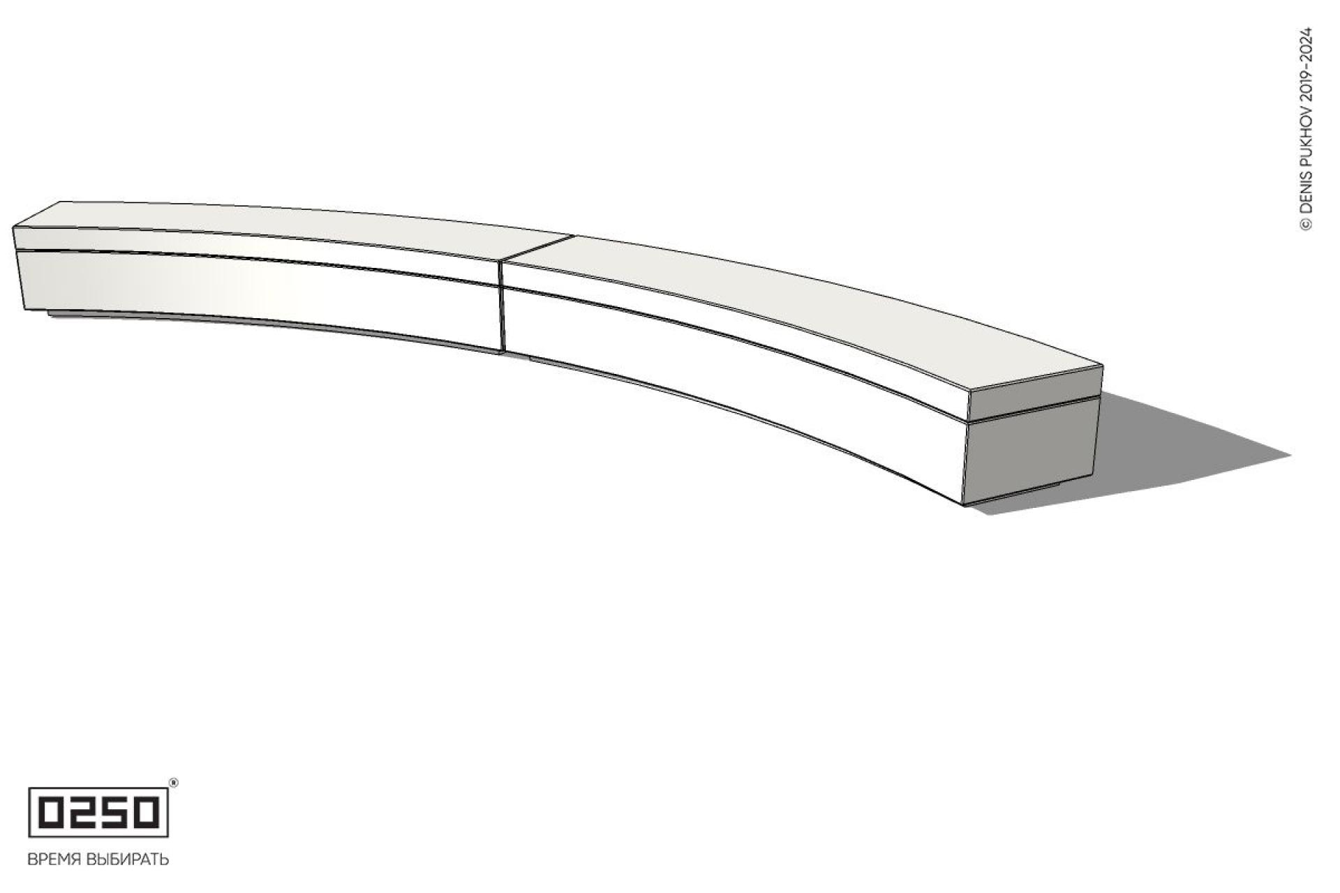 Уличная Бетонная дуговая скамейка большого радиуса на блоке производство 0250