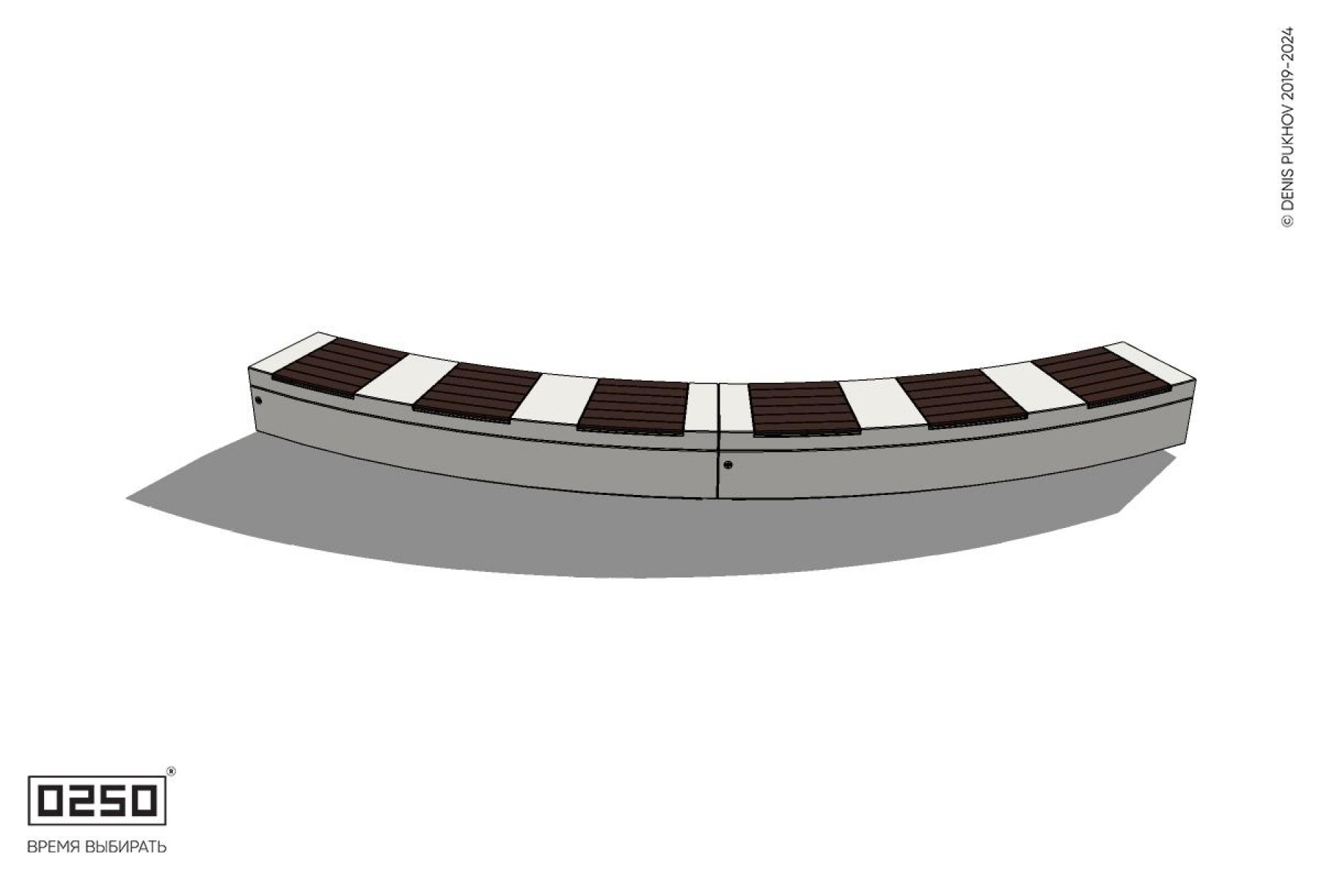 Уличная Скамейка дуговая двухпролетная большого радиуса на блоке производство 0250