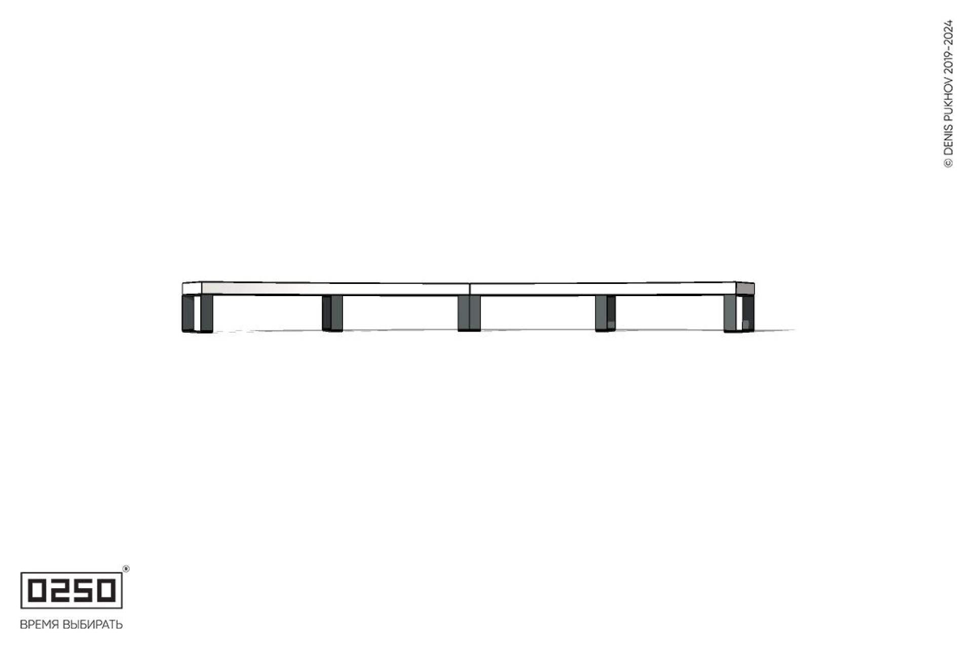 Уличная Бетонная дуговая скамейка большого радиуса двухпролетная на ножках производство 0250