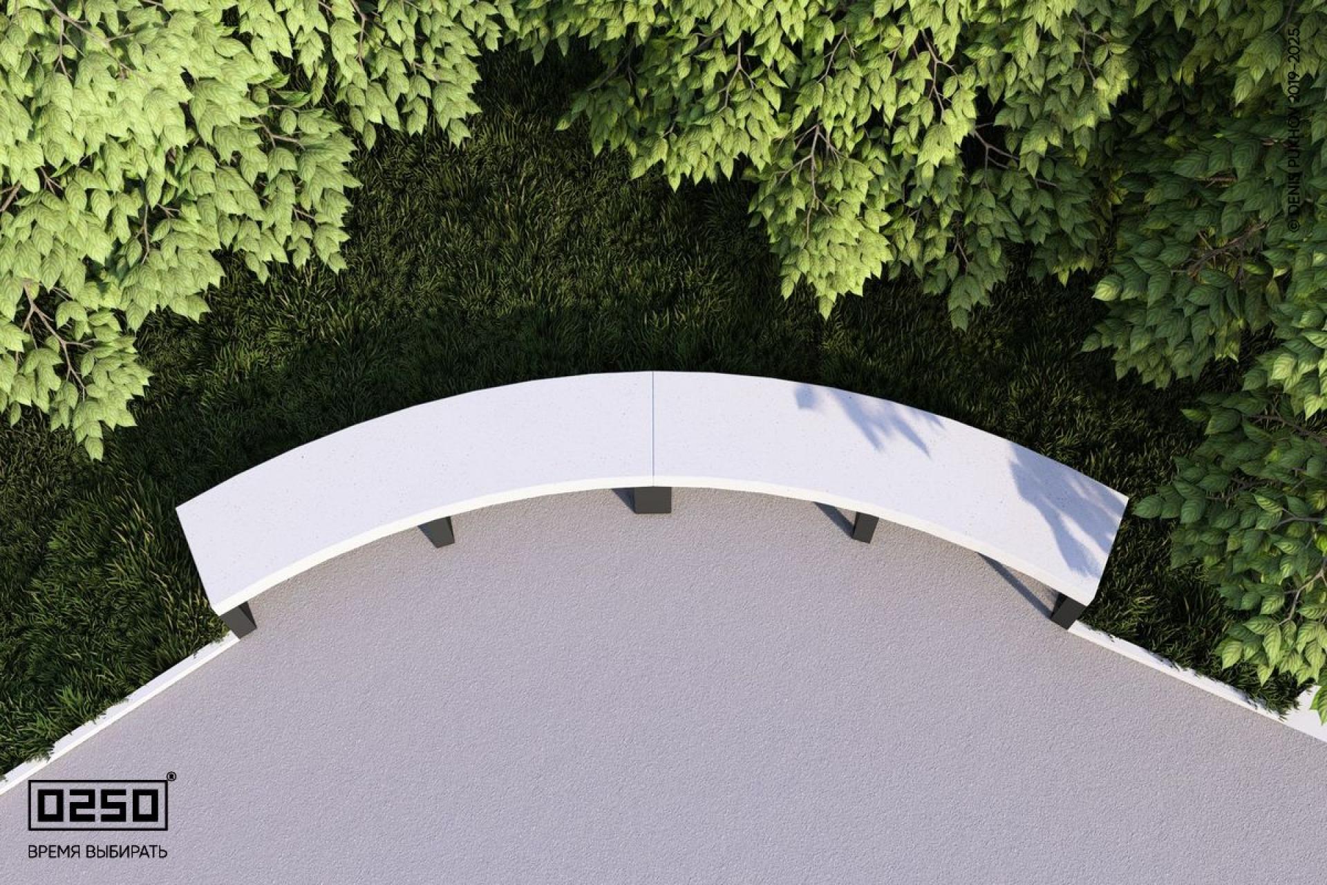 Уличная Бетонная дуговая скамейка большого радиуса двухпролетная на ножках производство 0250, module