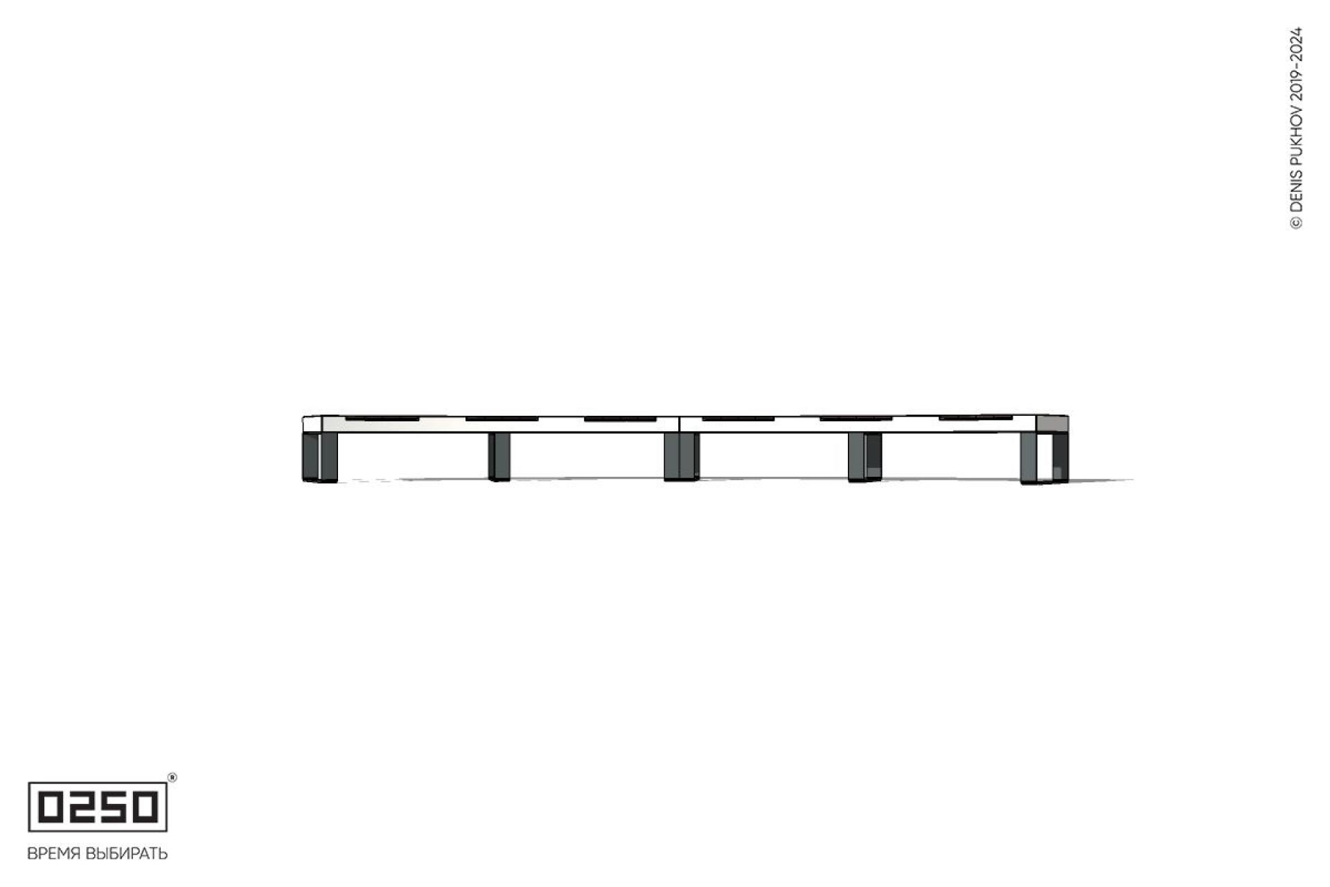 Уличная Скамейка дуговая двухпролетная большого радиуса на ножках производство 0250