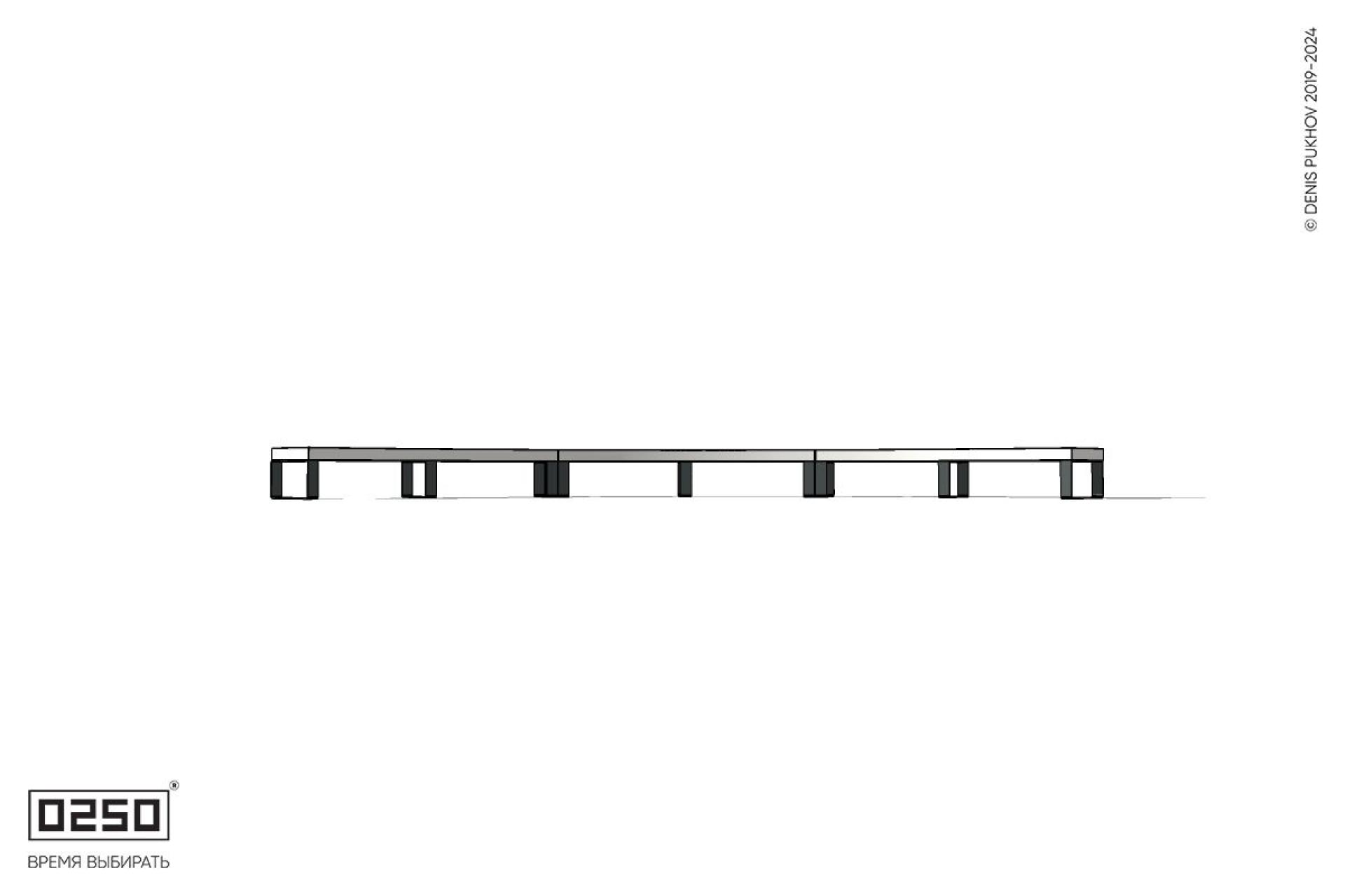 Уличная Бетонная дуговая скамейка большого радиуса трехпролетная на ножках производство 0250