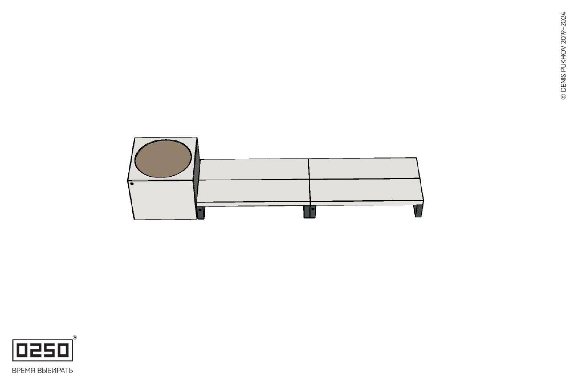 Уличная Бетонная двухпролетная двухсторонняя скамейка на ножках с вазоном Кубэ 1100 производство 0250