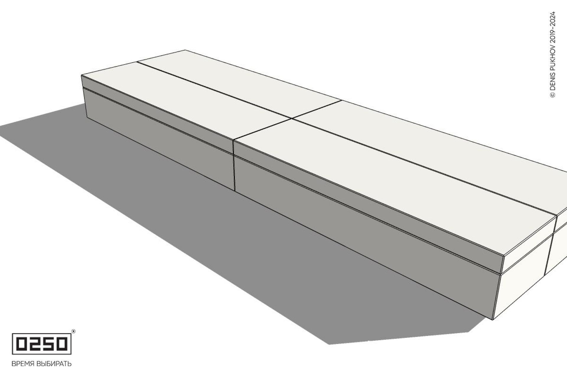 Уличная Бетонная двухпролетная двухсторонняя скамейка на блоке производство 0250 Уличная Бетонная двухпролетная двухсторонняя скамейка на блоке производство 0250