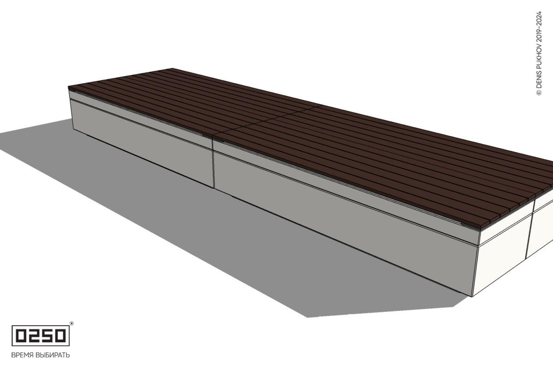 Уличная Скамейка двухпролетная двухсторонняя на блоке производство 0250