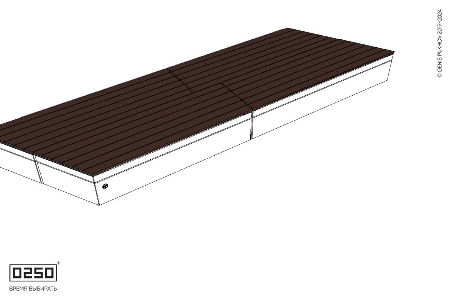 Уличная Скамейка параллелограммная левая двухсторонняя двухпролетная укороченная на блоке производство 0250