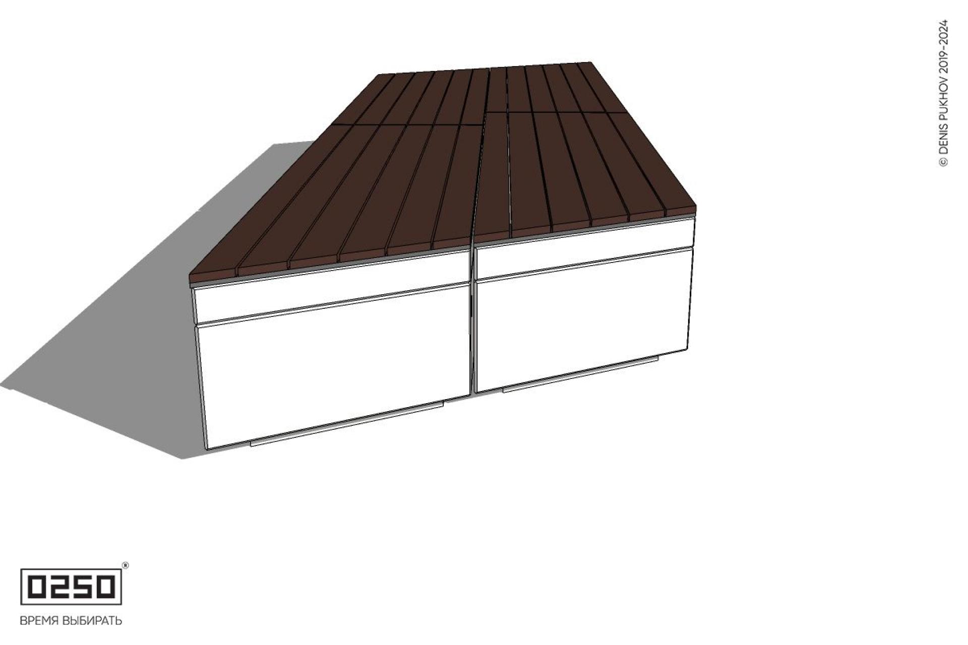Уличная Скамейка параллелограммная левая двухсторонняя двухпролетная укороченная на блоке производство 0250
