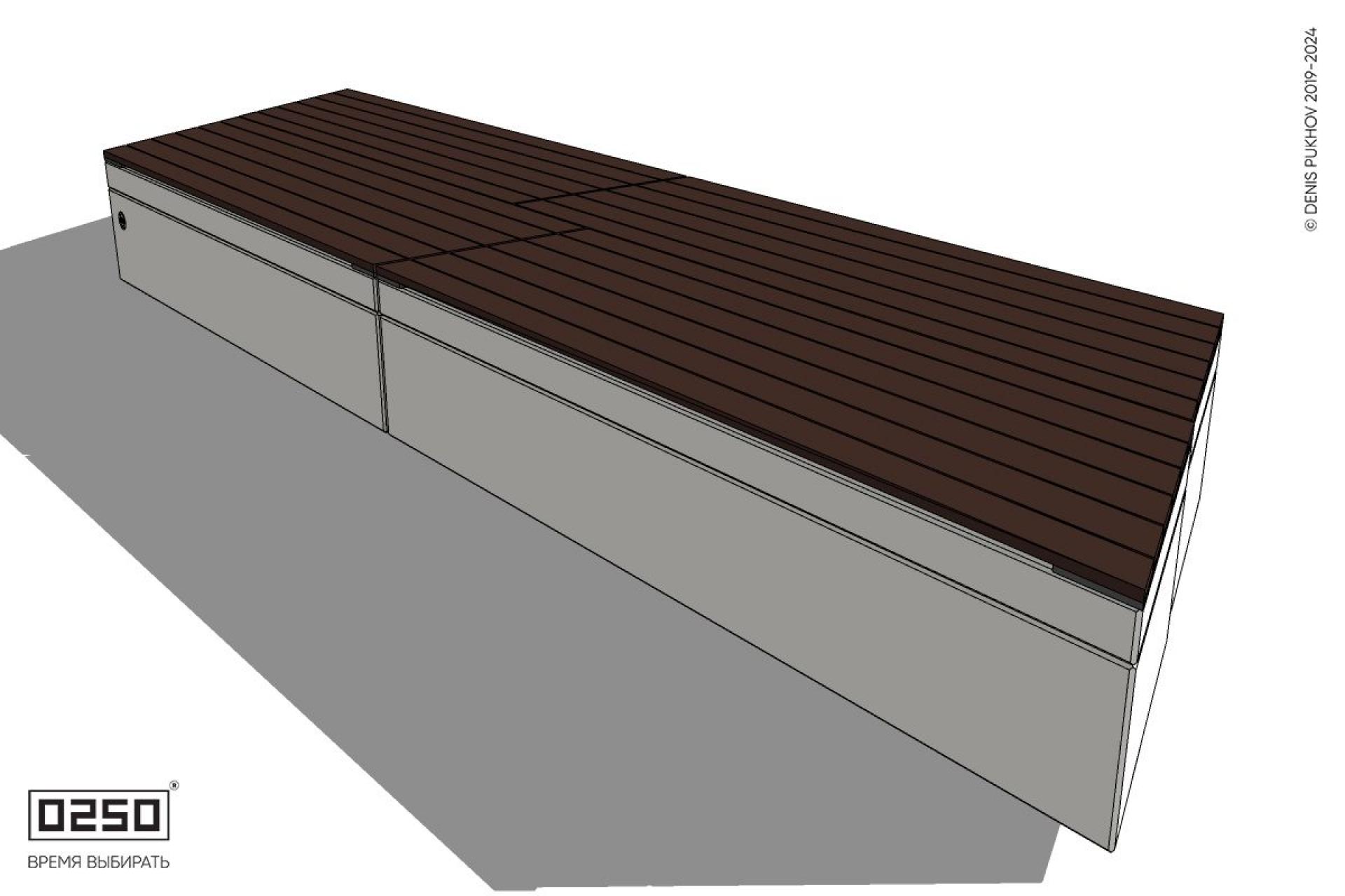 Уличная Скамейка параллелограммная левая двухсторонняя двухпролетная укороченная на блоке производство 0250
