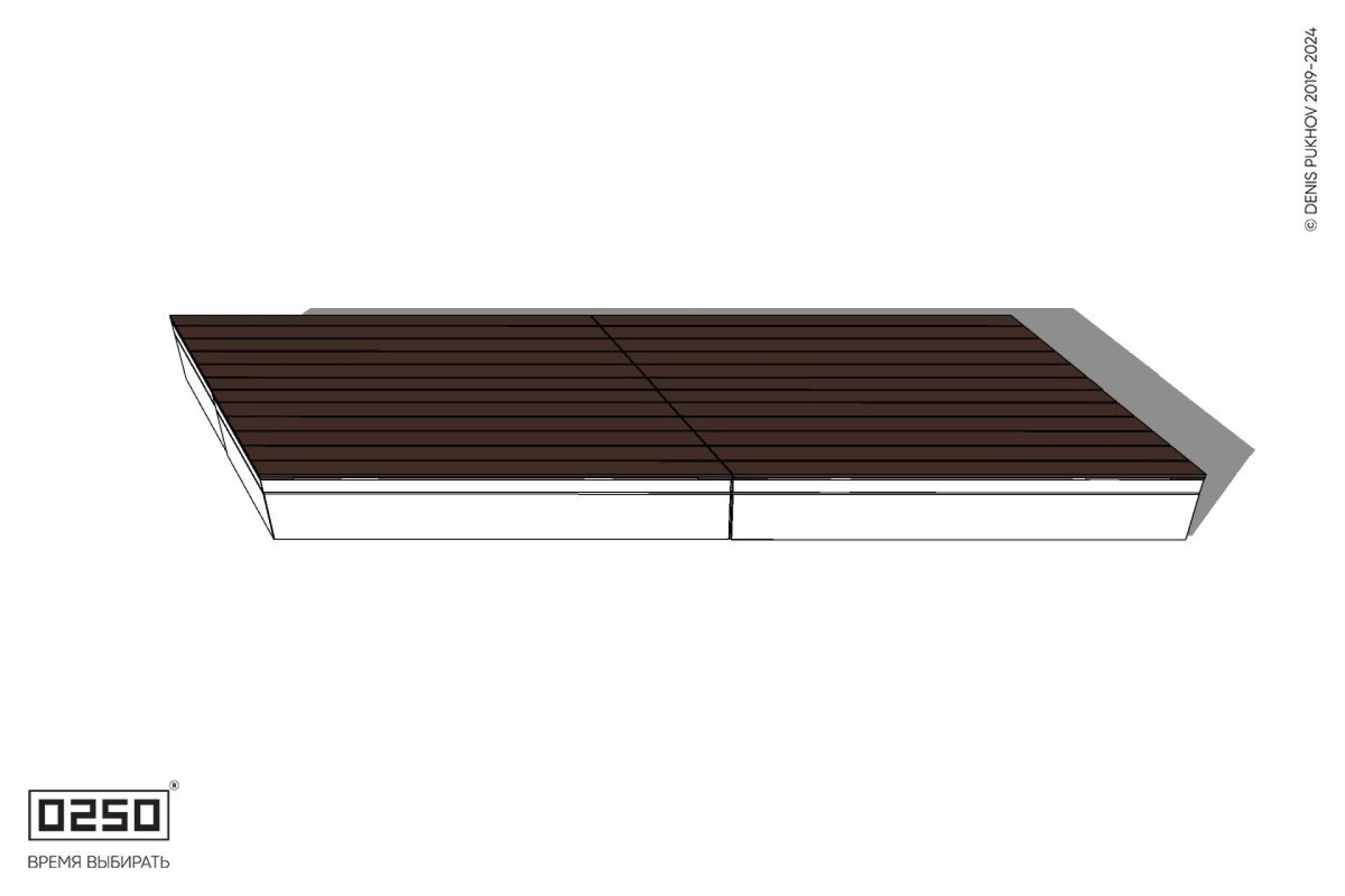 Скамейка параллелограммная левая двухсторонняя двухпролетная на блоке  Уличная Скамейка параллелограммная левая двухсторонняя двухпролетная на блоке производство 0250, module