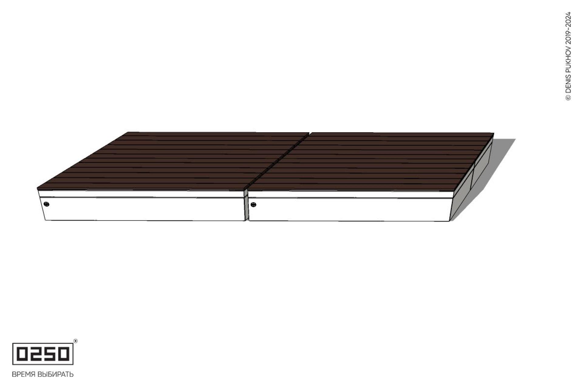 Уличная Скамейка параллелограммная правая двухсторонняя двухпролетная на блоке производство 0250