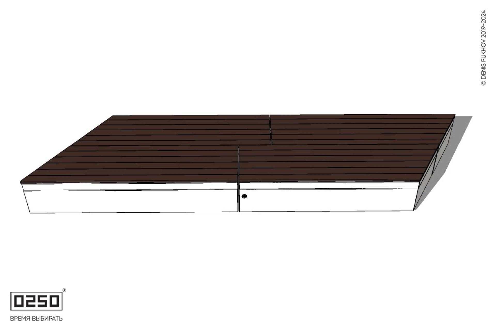 Уличная Скамейка параллелограммная правая двухсторонняя двухпролетная укороченная на блоке производство 0250