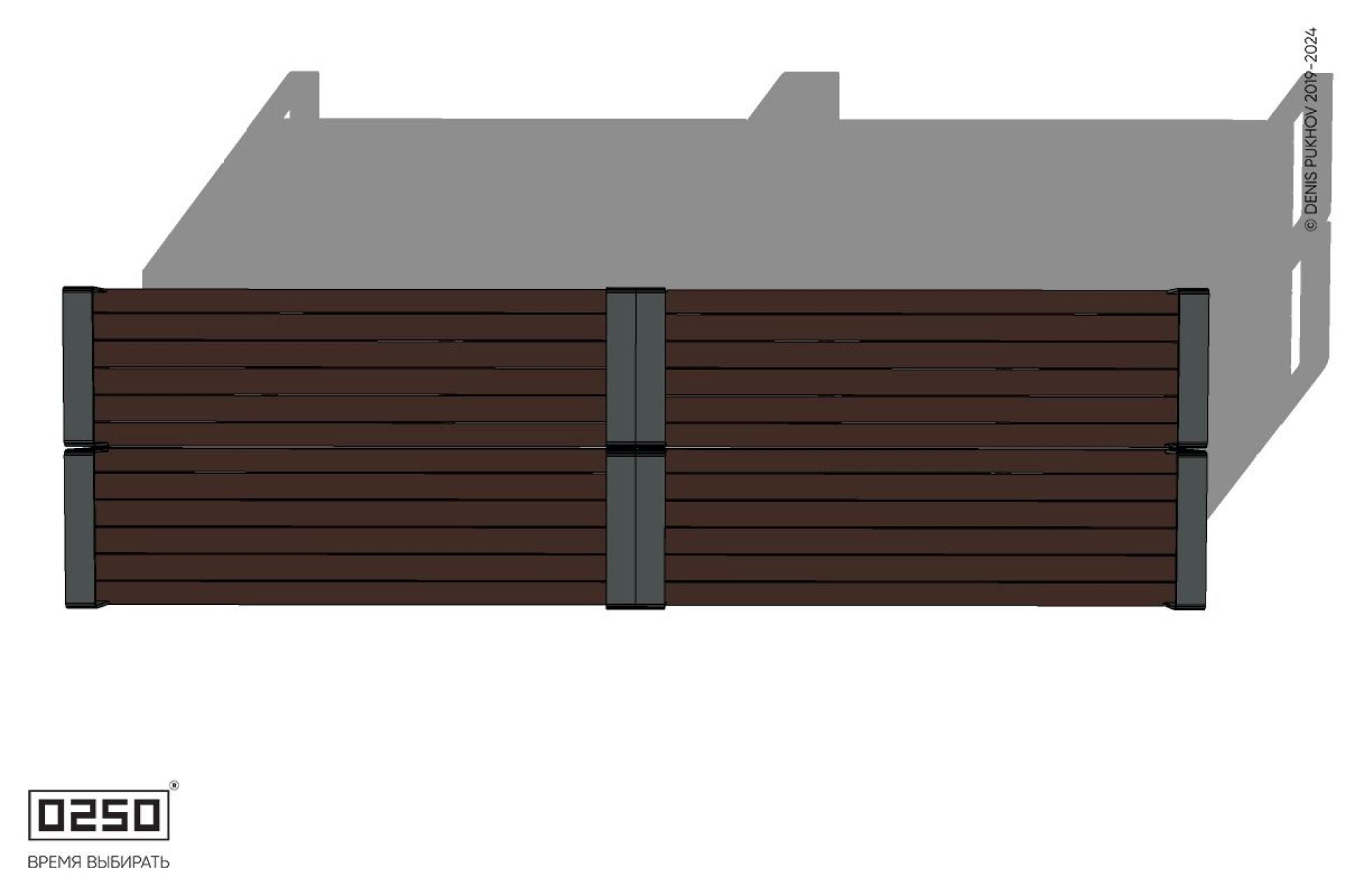 Уличная Скамейка двухсторонняя двухпролетная с частыми подлокотниками на блоке производство 0250, module