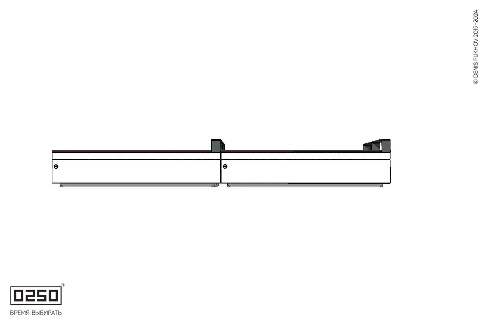 Уличная Скамейка двухсторонняя двухпролетная с редкими подлокотниками на блоке производство 0250