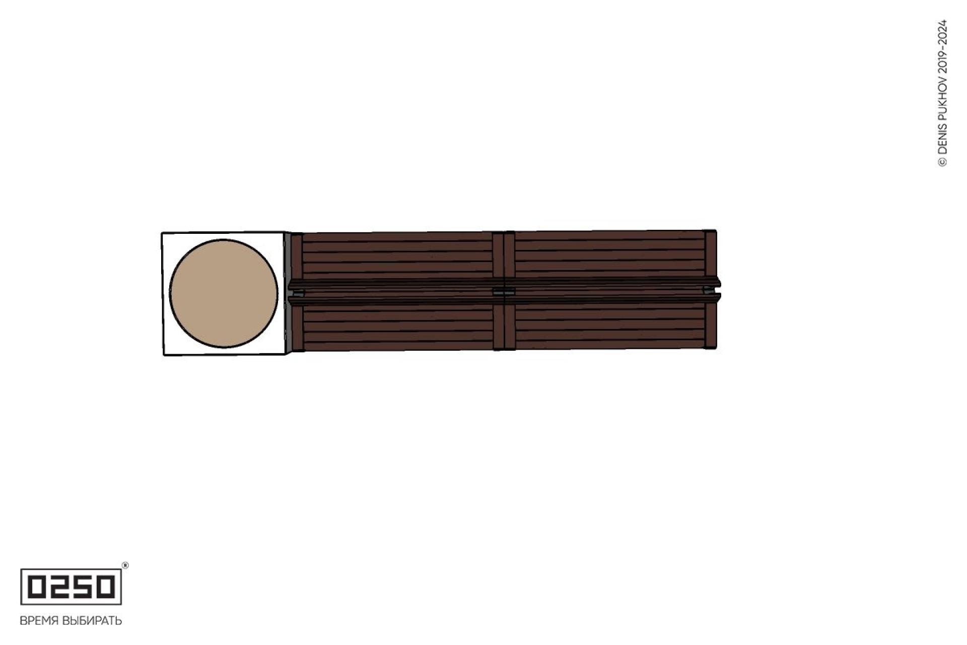 Уличная Скамейка двухсторонняя двухпролетная со спинкой и подлокотниками  на блоке с вазоном  Кубэ 1100 производство 0250