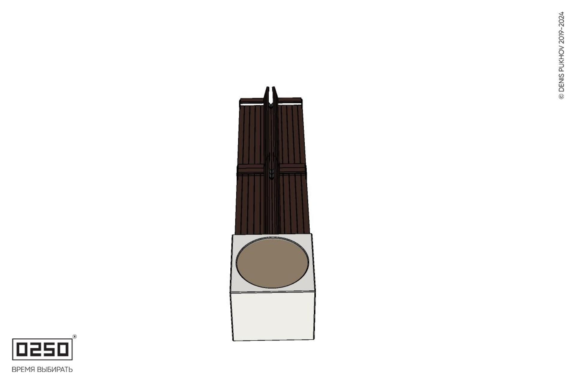 Уличная Скамейка двухсторонняя двухпролетная со спинкой и подлокотниками  на блоке с вазоном  Кубэ 1100 производство 0250