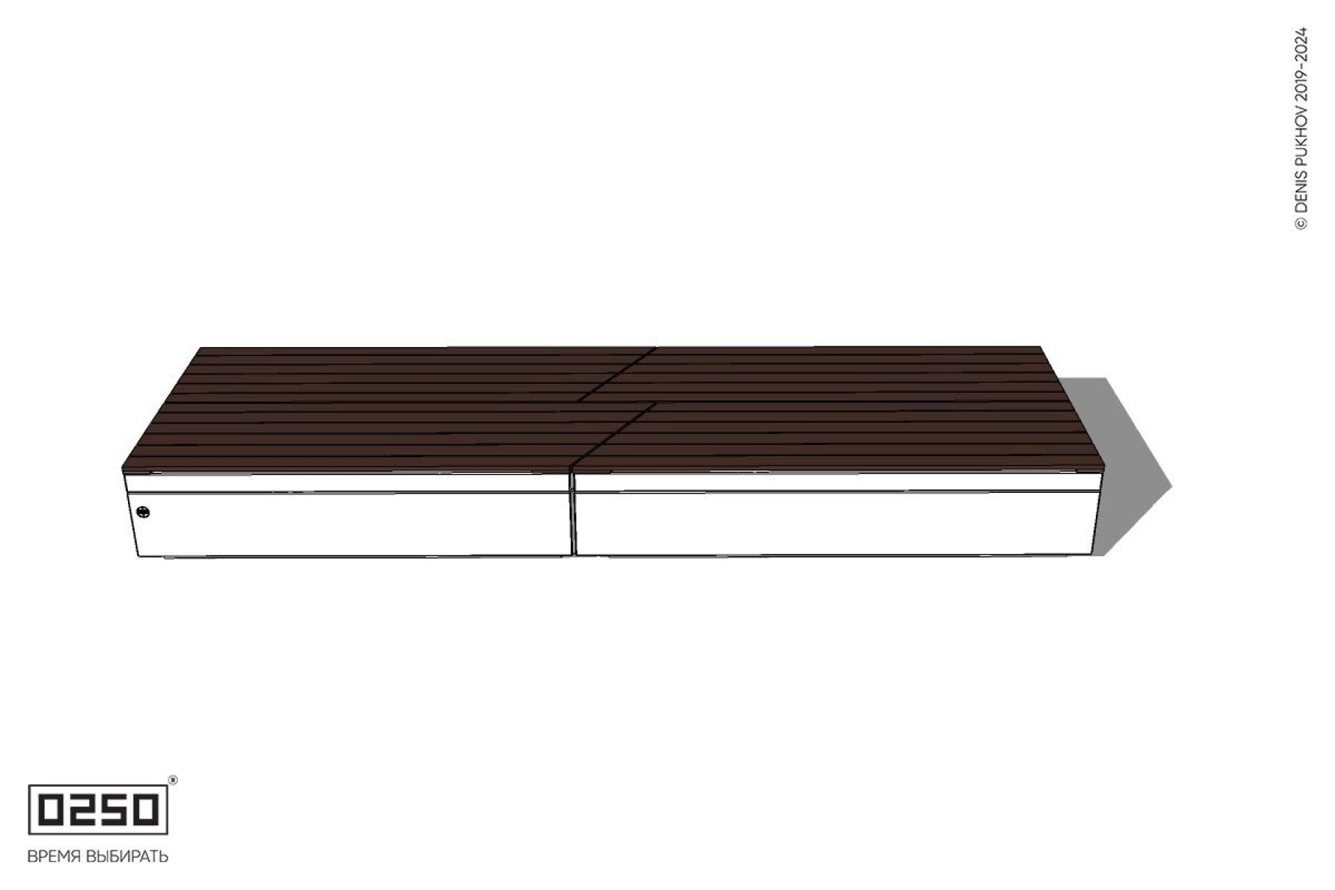 Уличная Скамейка  двухсторонняя двухпролетная укороченная на блоке производство 0250 Уличная Скамейка  двухсторонняя двухпролетная укороченная на блоке производство 0250