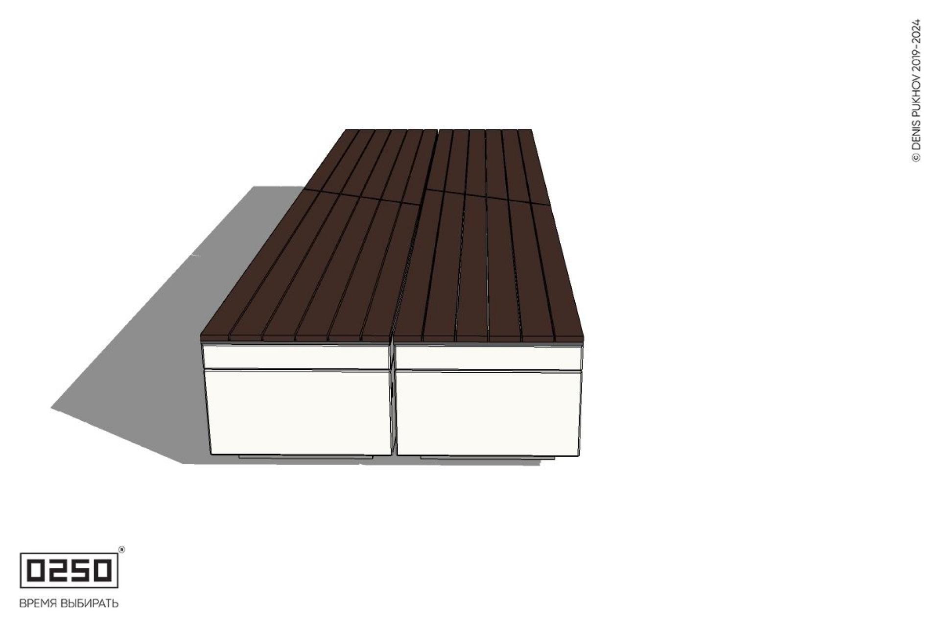 Уличная Скамейка  двухсторонняя двухпролетная укороченная на блоке производство 0250 Уличная Скамейка  двухсторонняя двухпролетная укороченная на блоке производство 0250