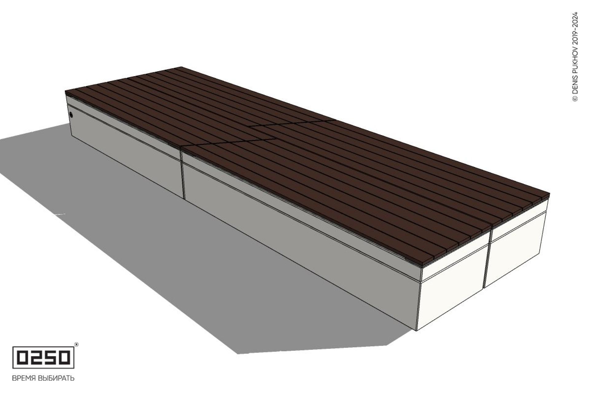 Уличная Скамейка  двухсторонняя двухпролетная укороченная на блоке производство 0250 Уличная Скамейка  двухсторонняя двухпролетная укороченная на блоке производство 0250