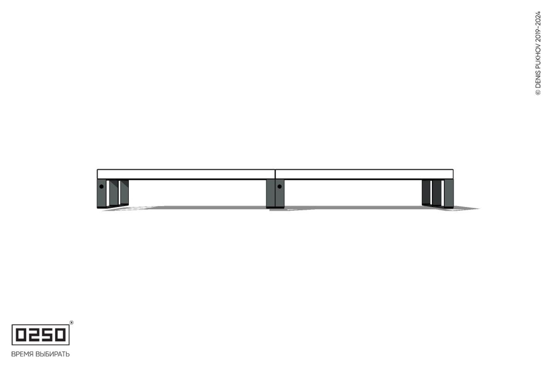 Уличная Бетонная двухпролетная двухсторонняя скамейка на ножках производство 0250