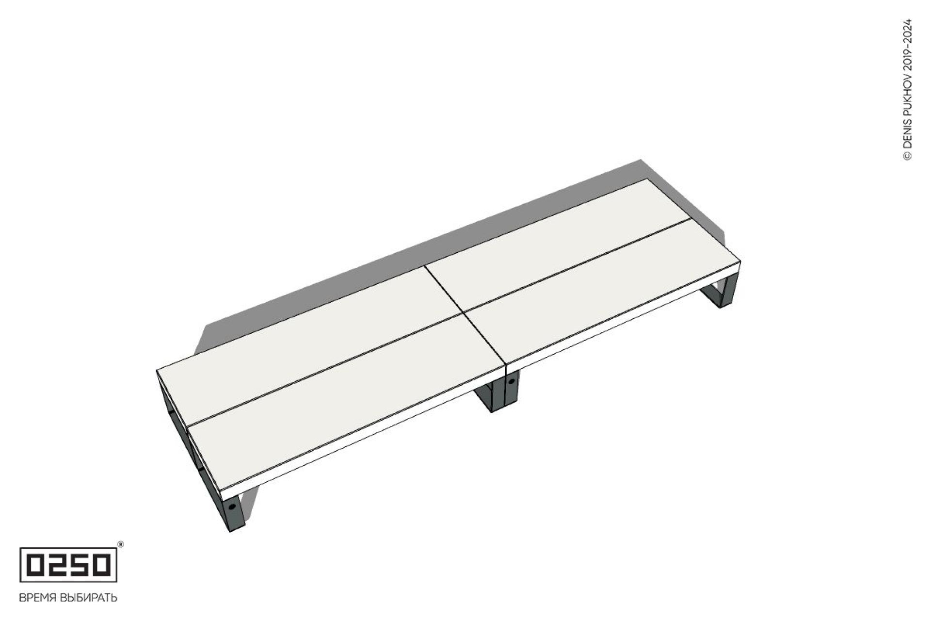 Уличная Бетонная двухпролетная двухсторонняя скамейка на ножках производство 0250