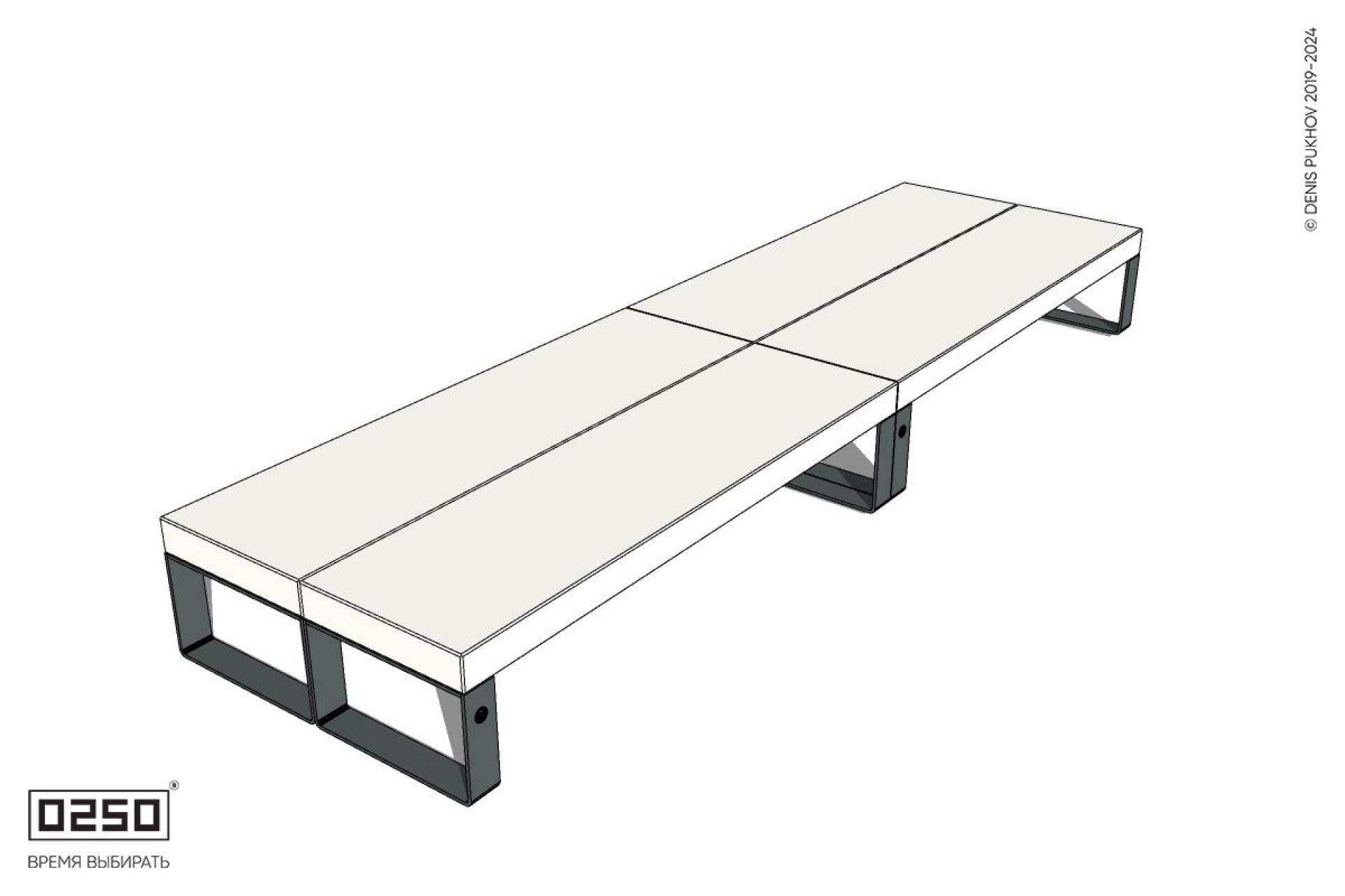 Уличная Бетонная двухпролетная двухсторонняя скамейка на ножках производство 0250
