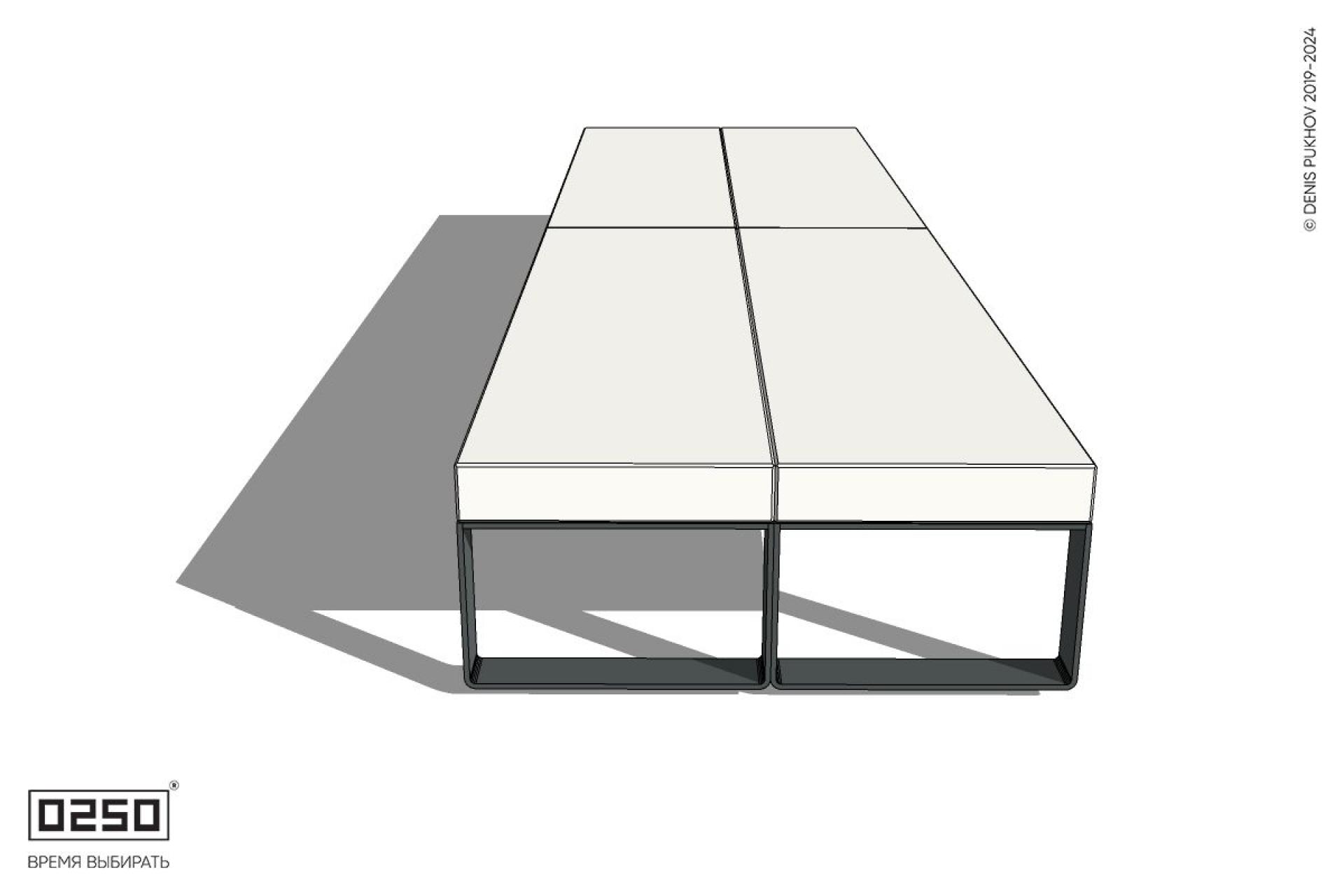 Уличная Бетонная двухпролетная двухсторонняя скамейка на ножках производство 0250