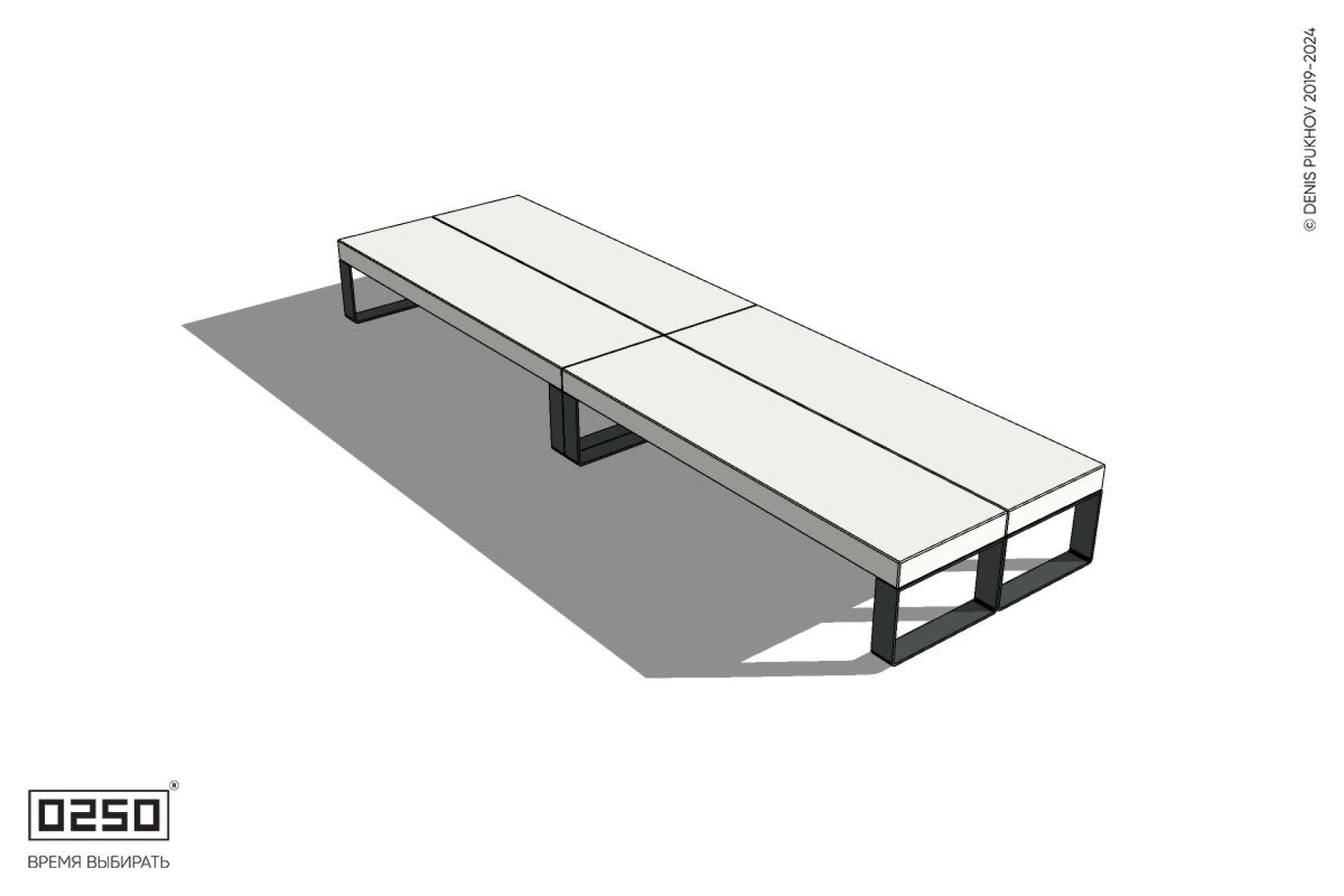 Уличная Бетонная двухпролетная двухсторонняя скамейка на ножках производство 0250