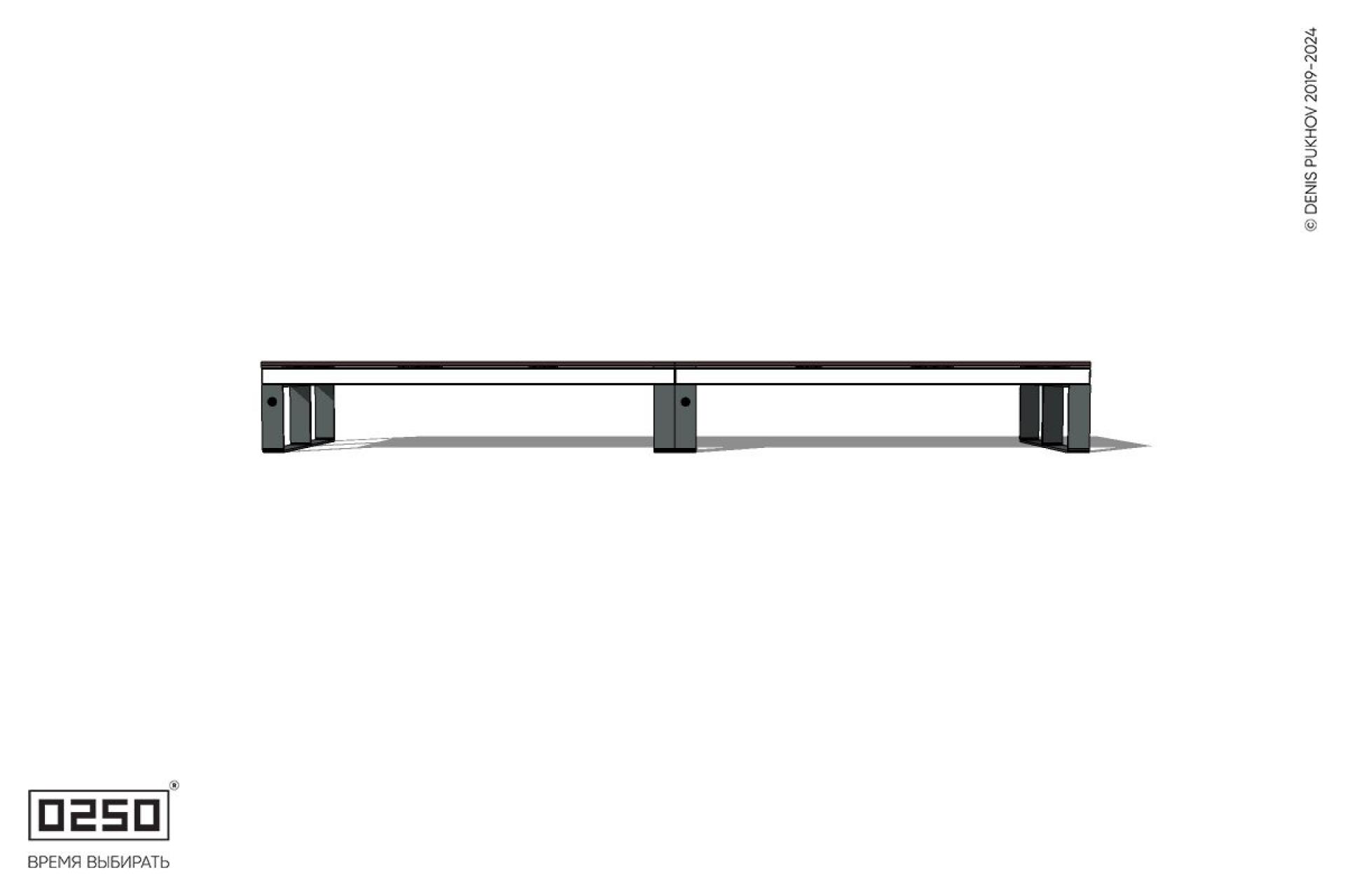 Уличная Скамейка двухсторонняя двухпролетная на ножках производство 0250