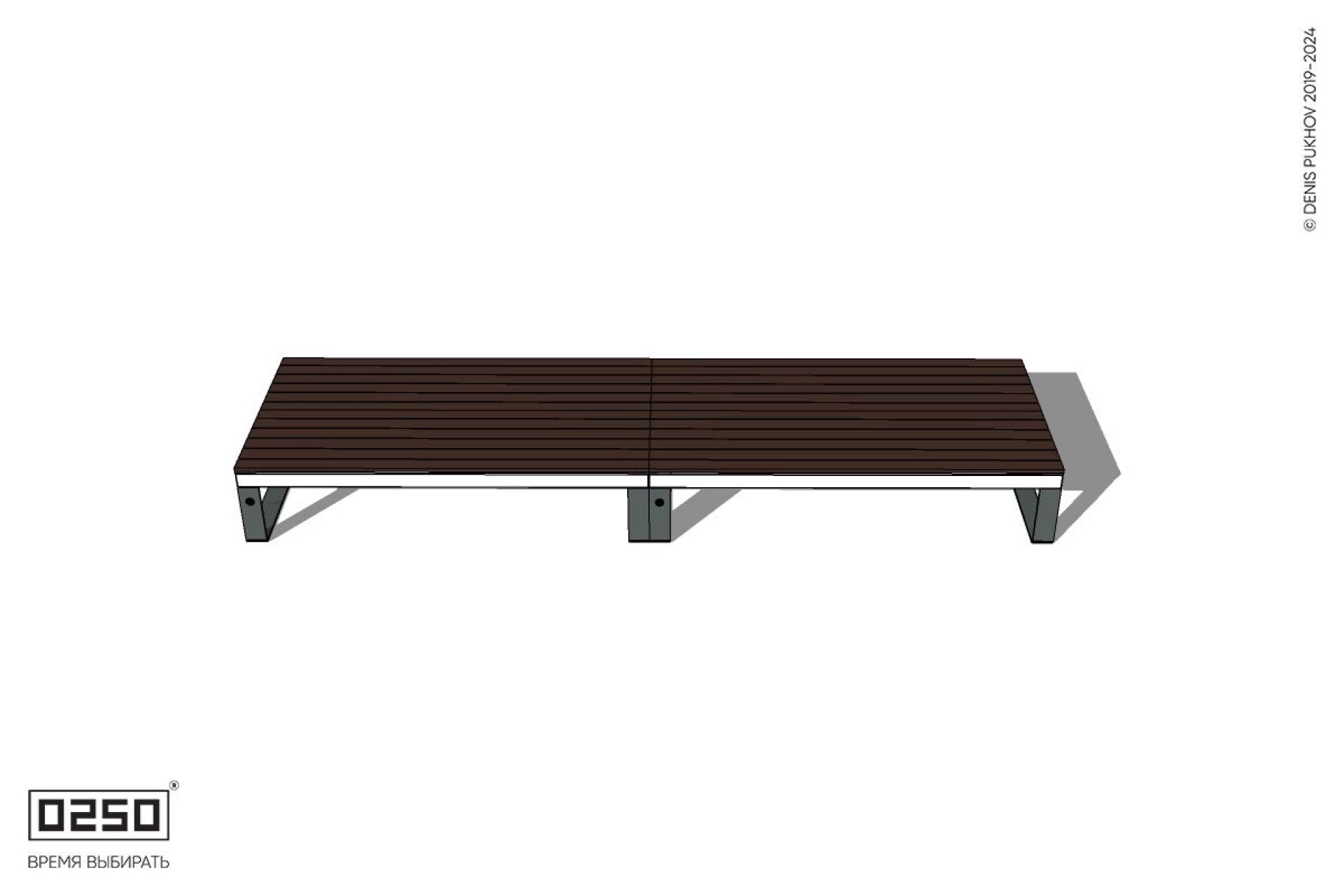 Уличная Скамейка двухсторонняя двухпролетная на ножках производство 0250