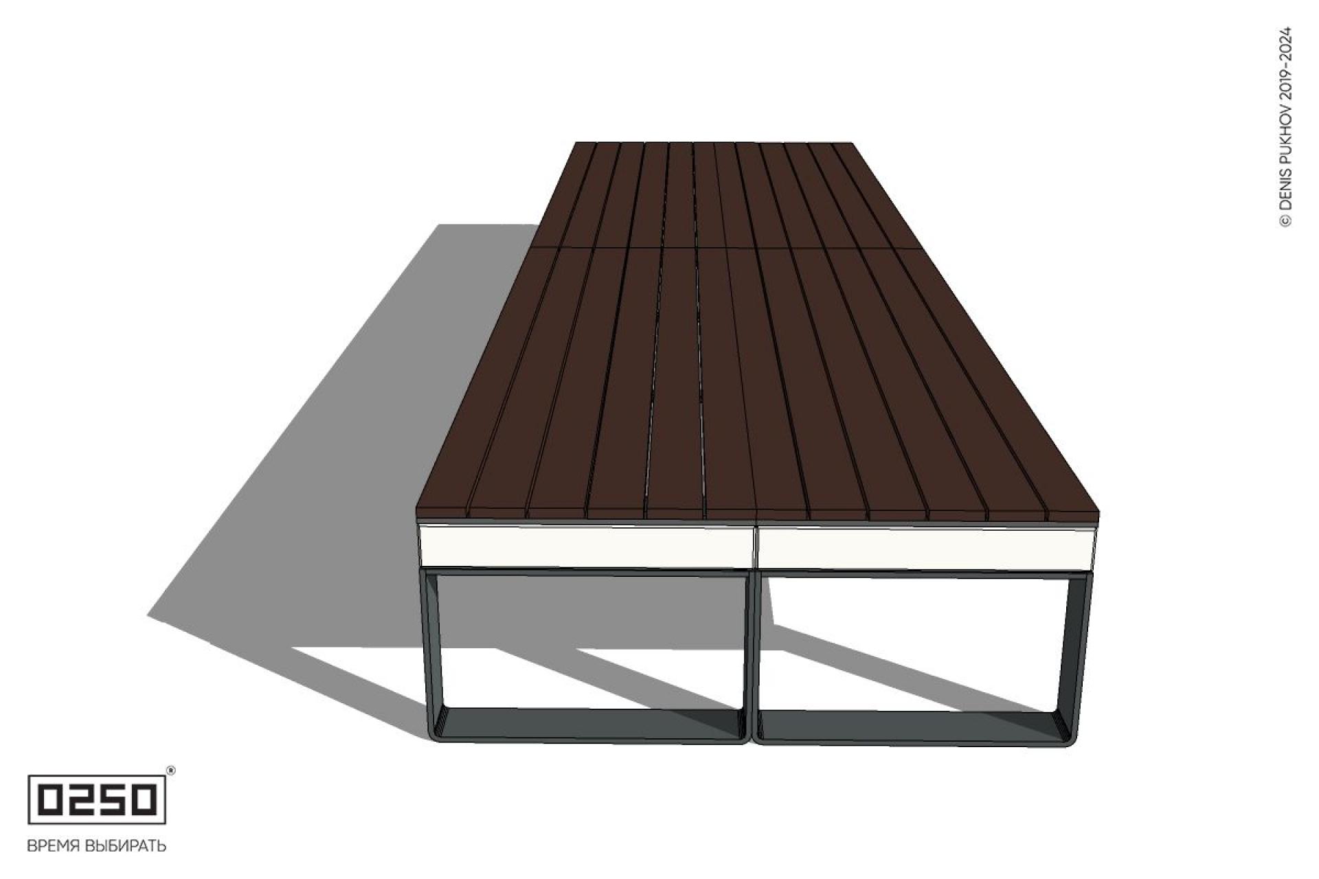 Уличная Скамейка двухсторонняя двухпролетная на ножках производство 0250