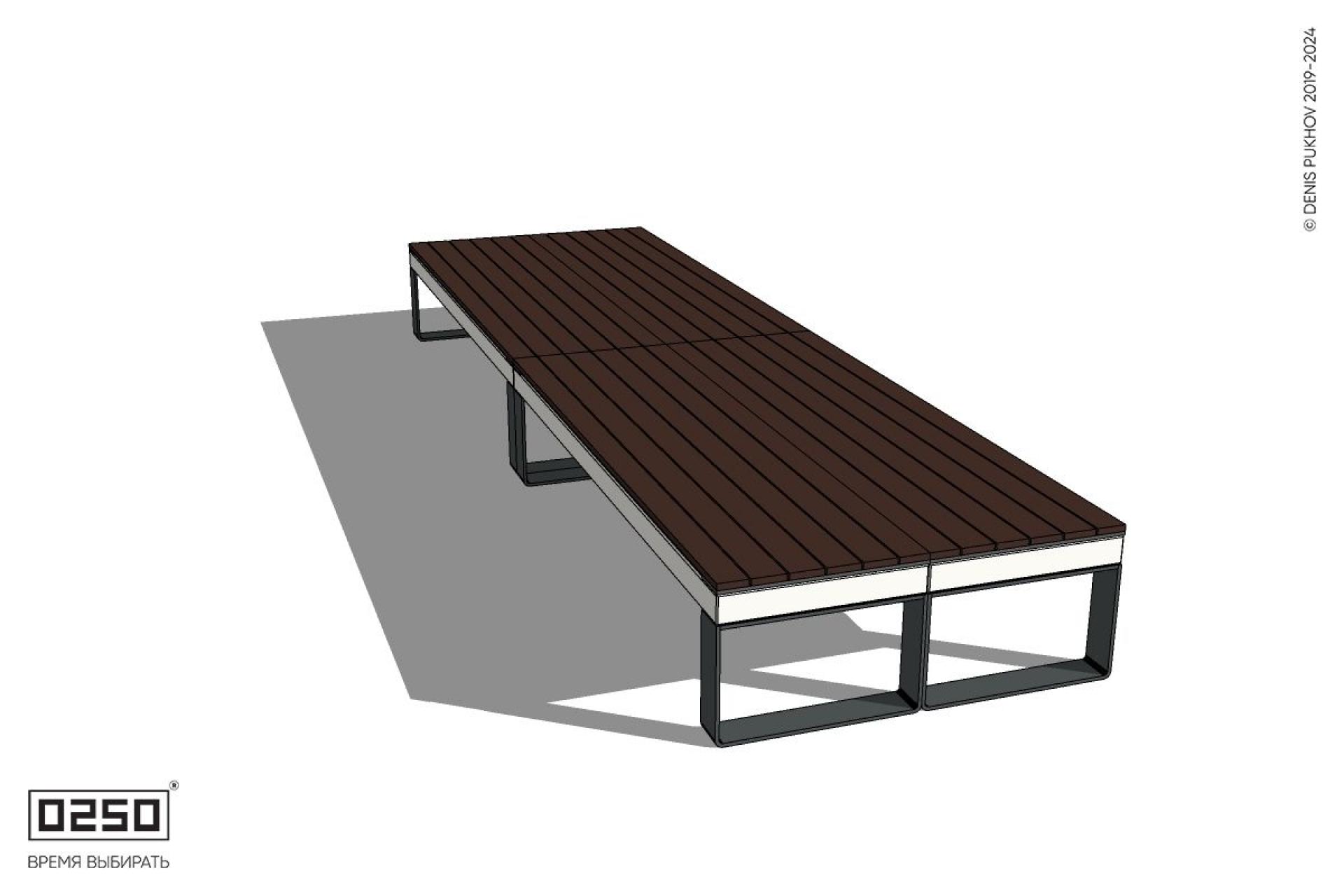 Уличная Скамейка двухсторонняя двухпролетная на ножках производство 0250