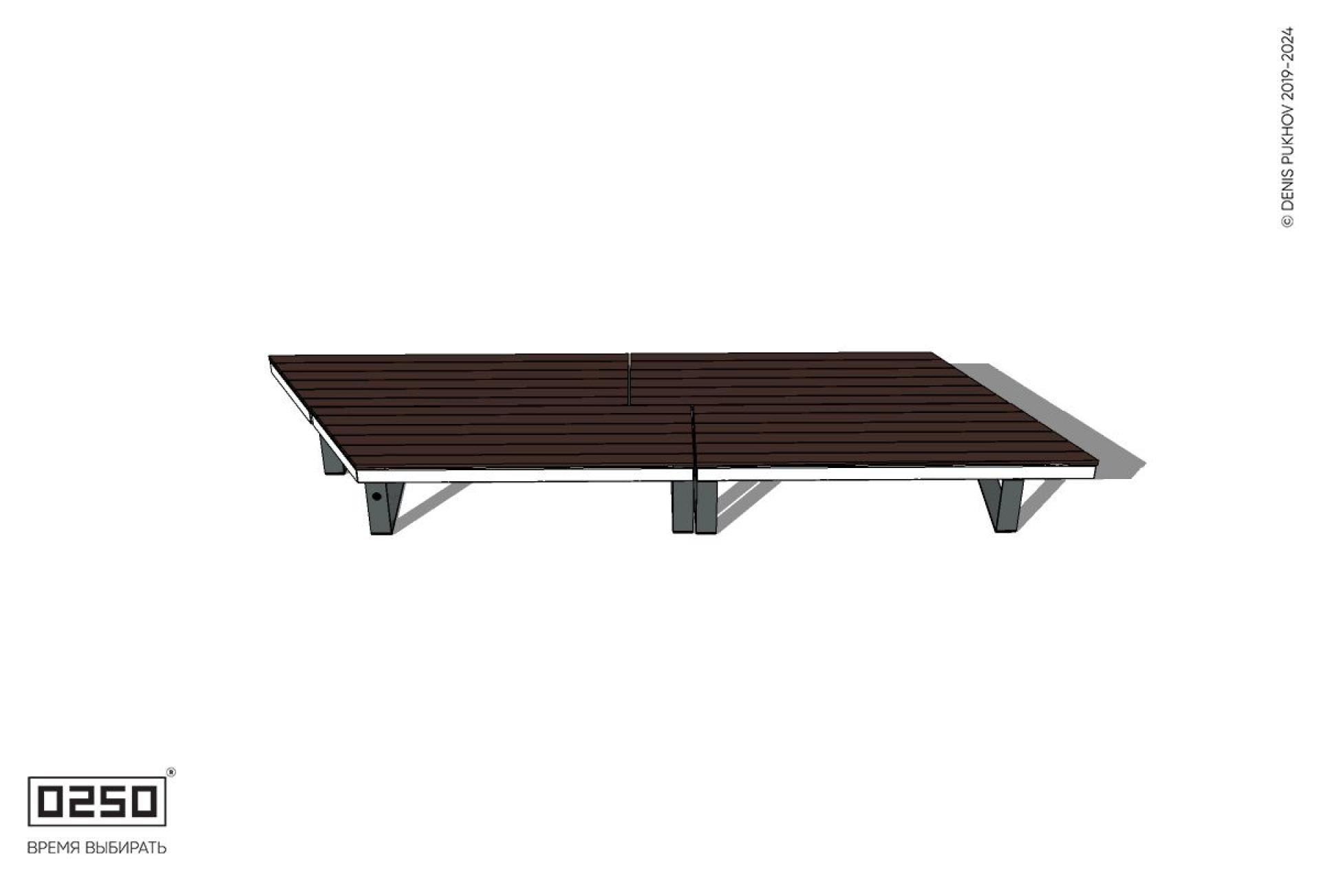 Уличная Скамейка параллелограммная левая двухсторонняя двухпролетная короткая на ножках производство 0250