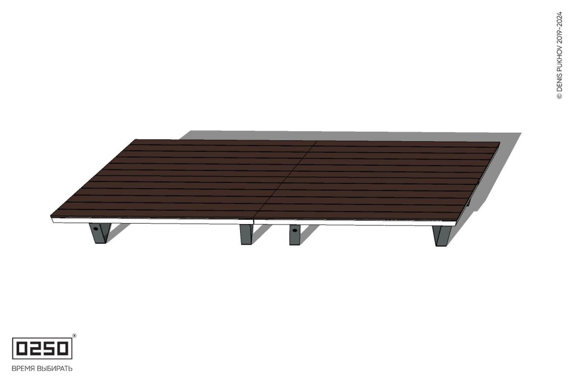 Уличная Скамейка параллелограммная правая двухсторонняя двухпролетная на ножках производство 0250