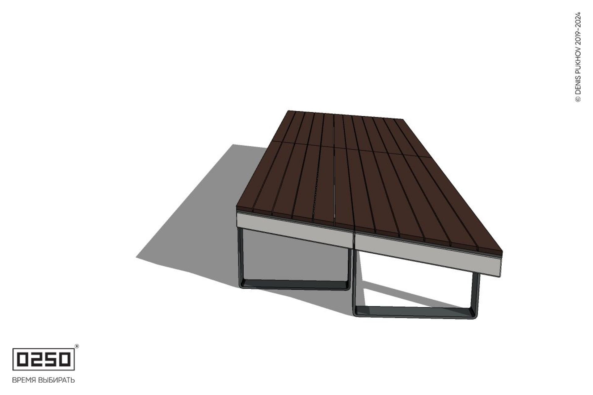 Уличная Скамейка параллелограммная правая двухсторонняя двухпролетная на ножках производство 0250